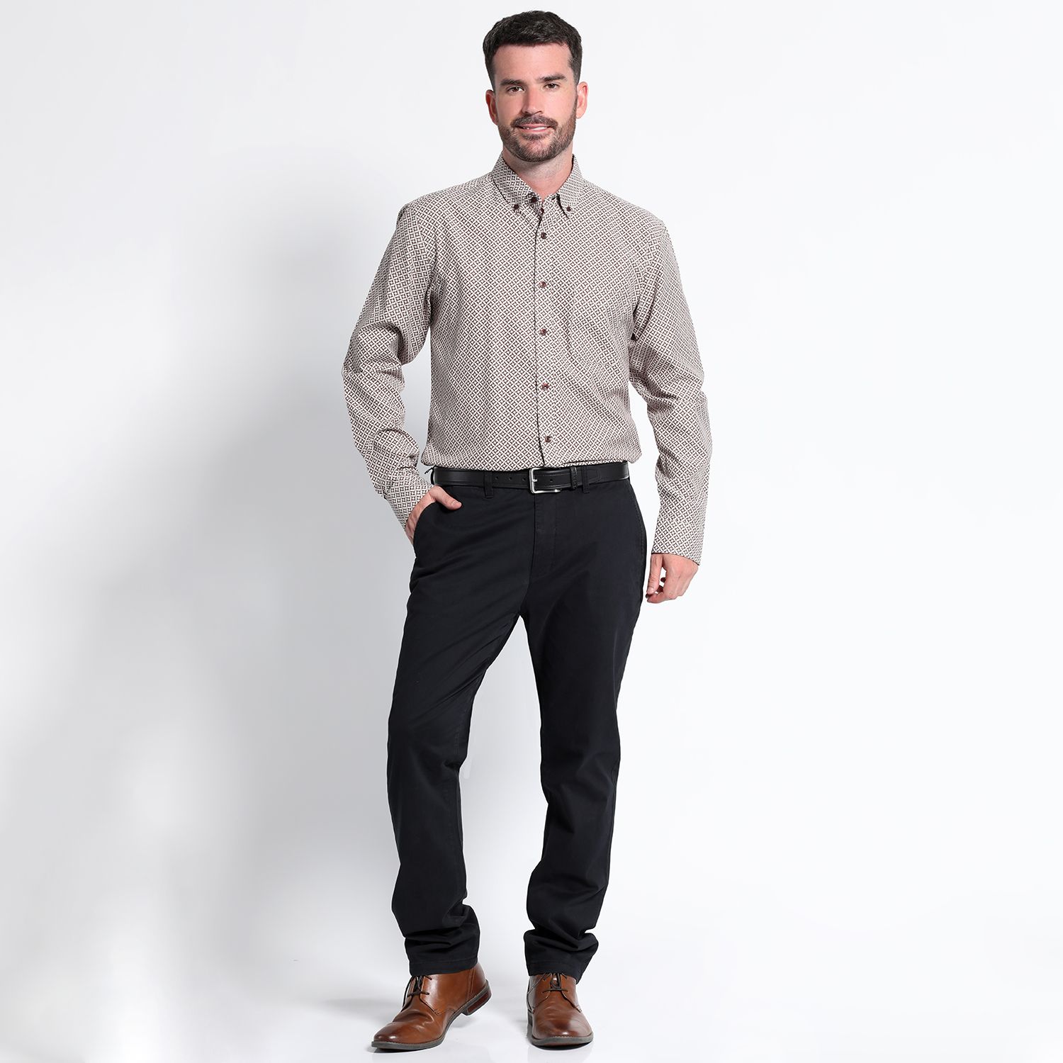 Camisa Fantasía Estampada Manga Larga Slim Fit