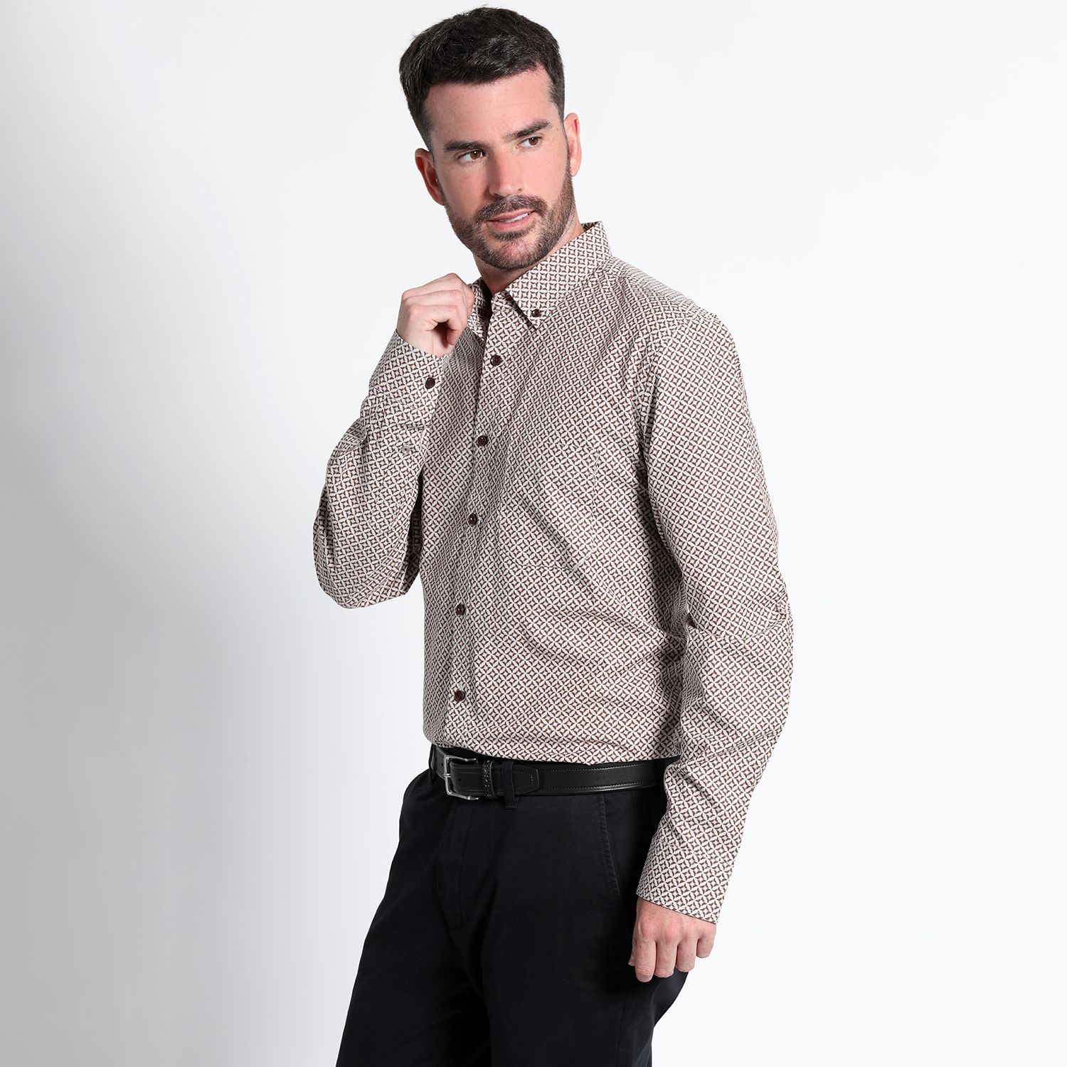 Camisa Fantasía Estampada Manga Larga Slim Fit