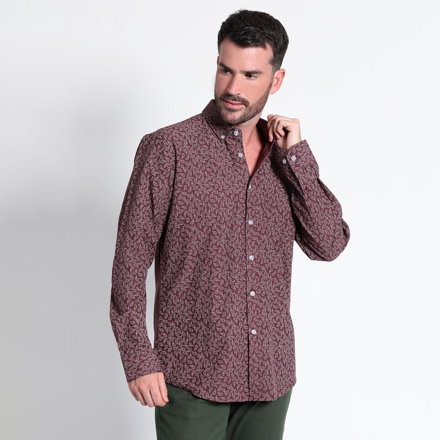 Camisa Fantasía Estampada Manga Larga Slim Fit