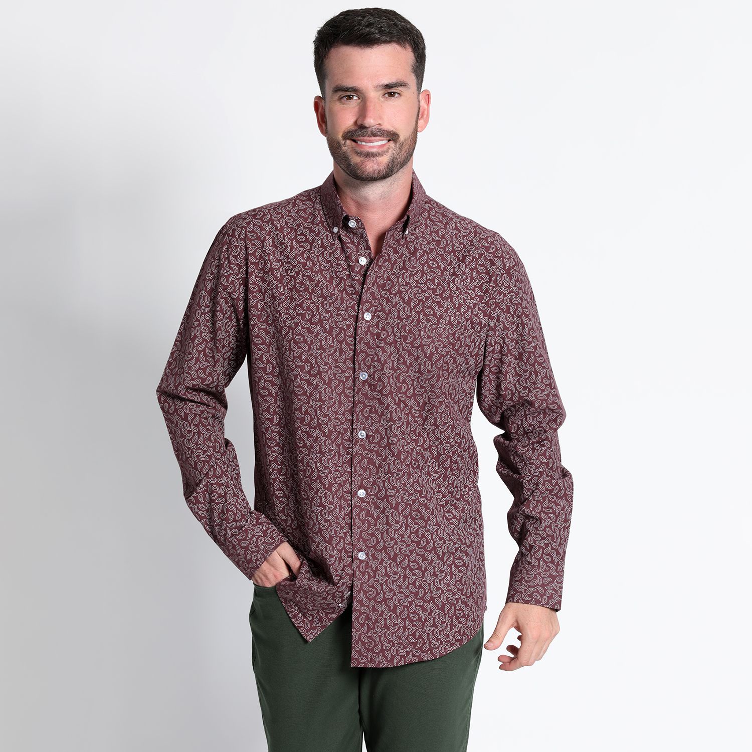 Camisa Fantasía Estampada Manga Larga Slim Fit