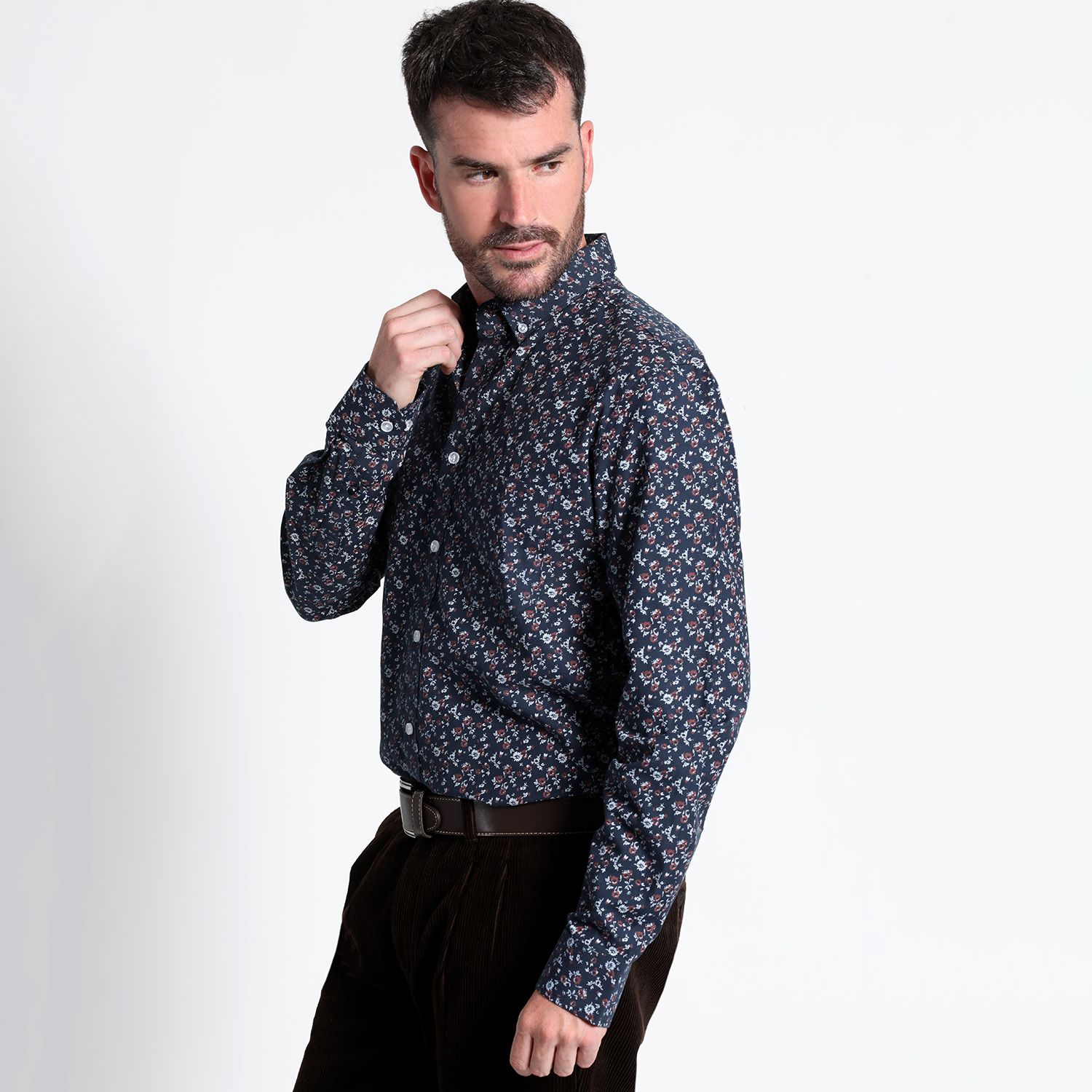 Camisa Fantasía Estampada Manga Larga Slim Fit