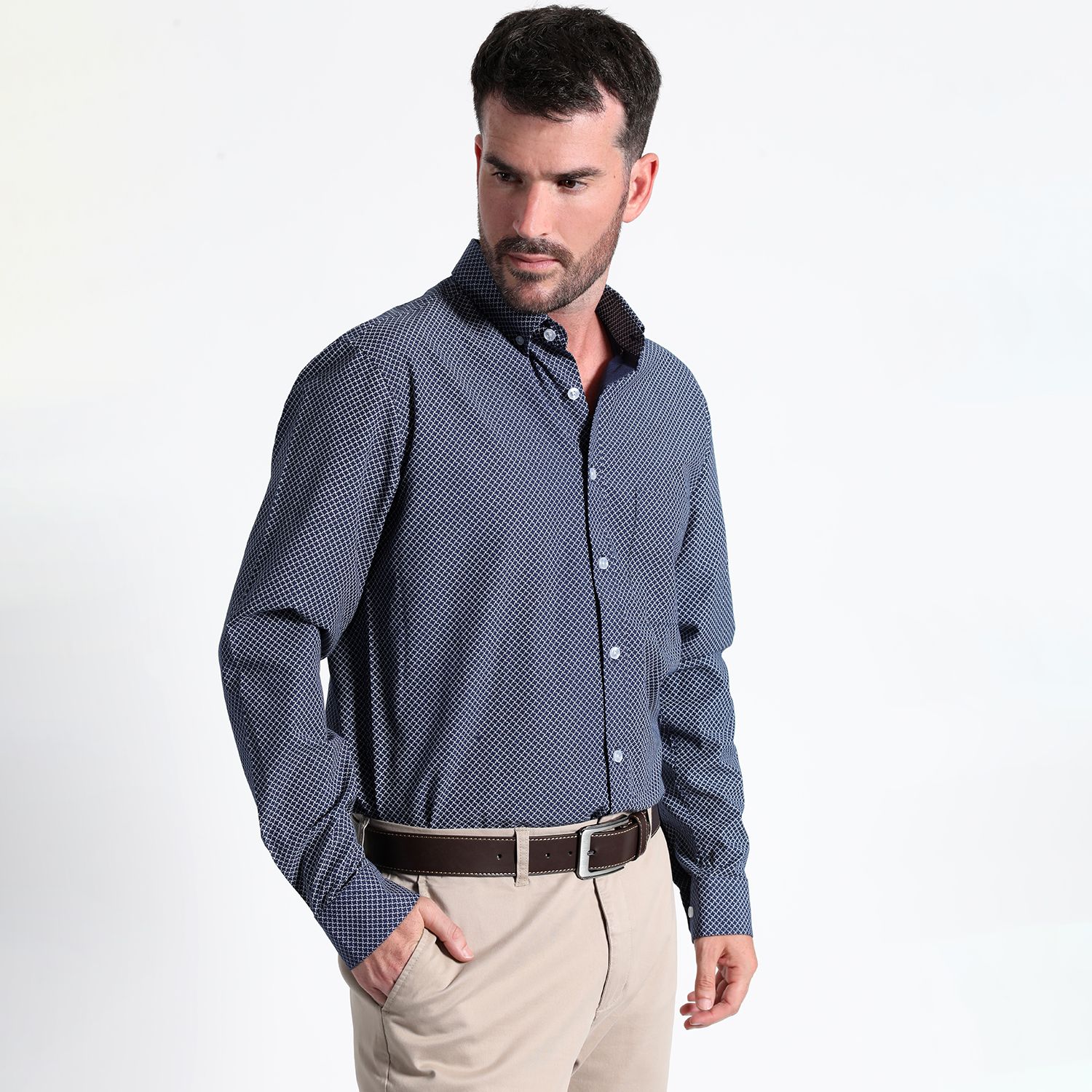 Camisa Fantasía Estampada Manga Larga Slim Fit