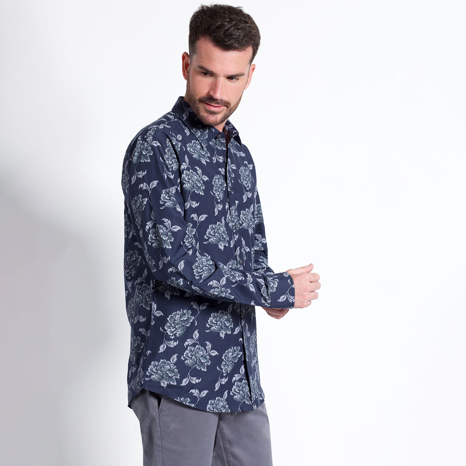 Camisa Fantasía Estampada Sport Manga Larga Slim Fit