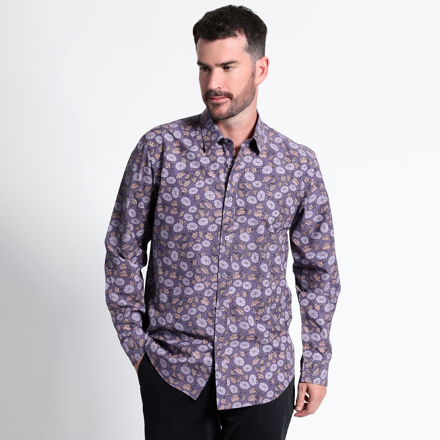 Camisa Fantasía Estampada Sport Manga Larga Slim Fit