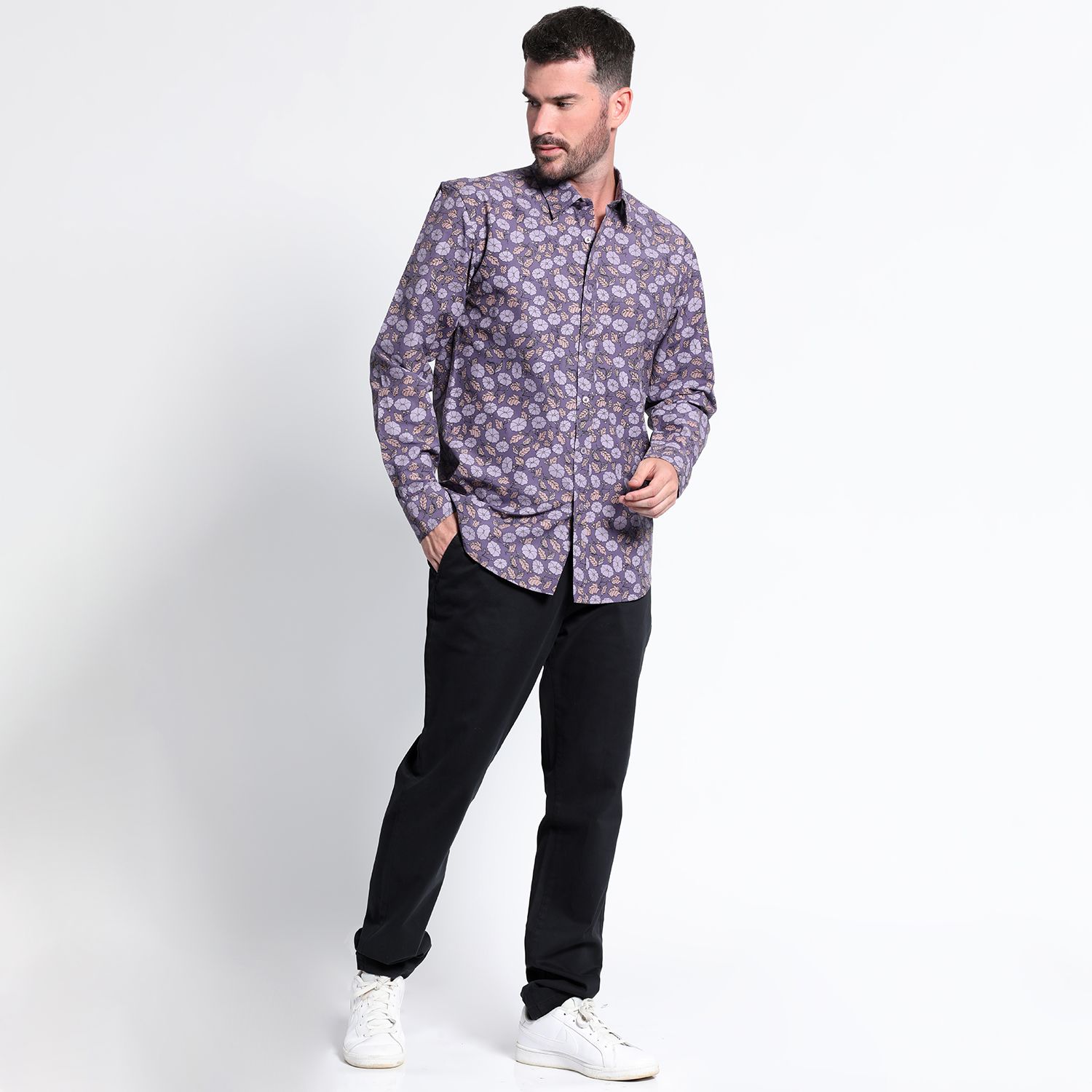 Camisa Fantasía Estampada Sport Manga Larga Slim Fit