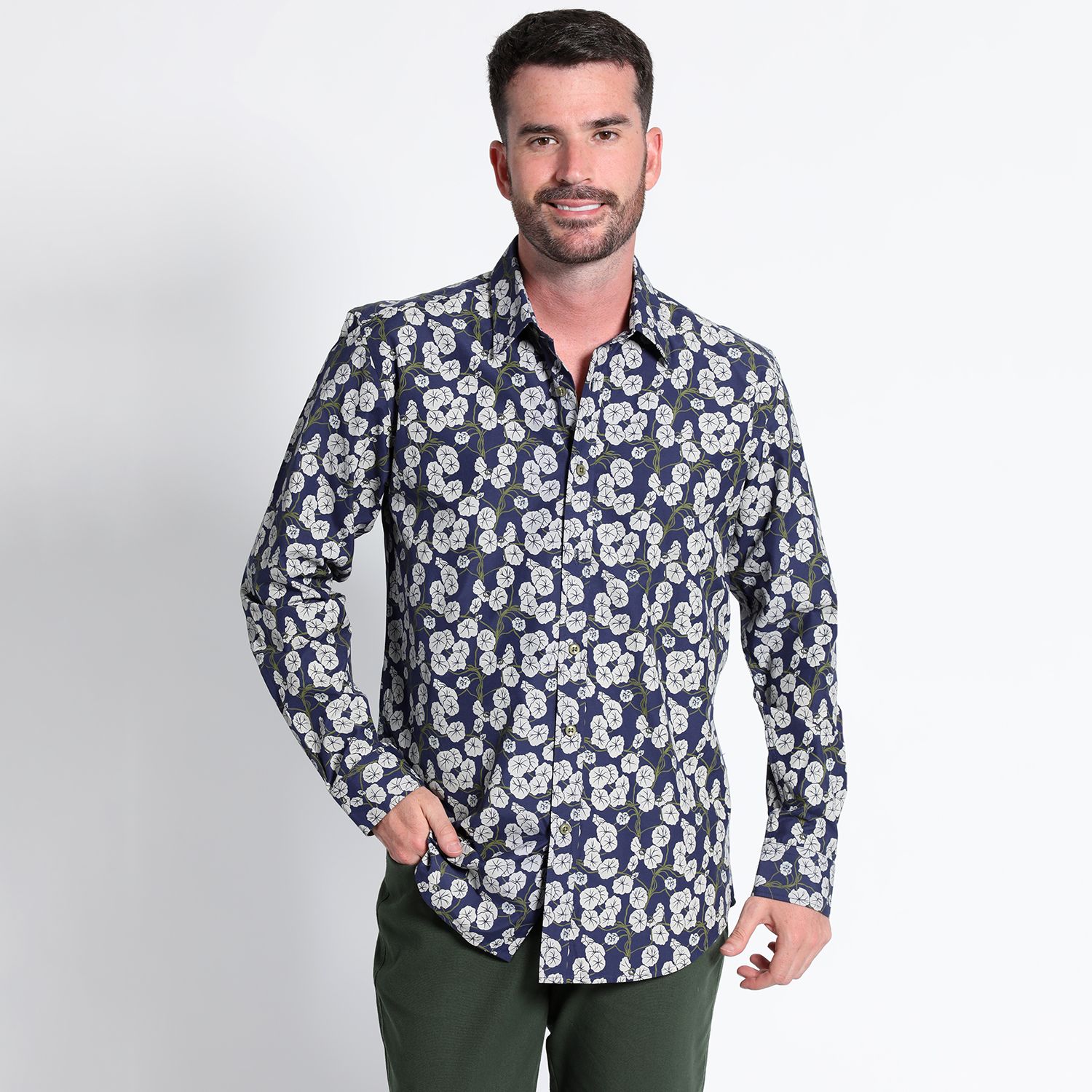 Camisa Fantasía Estampada Sport Manga Larga Slim Fit