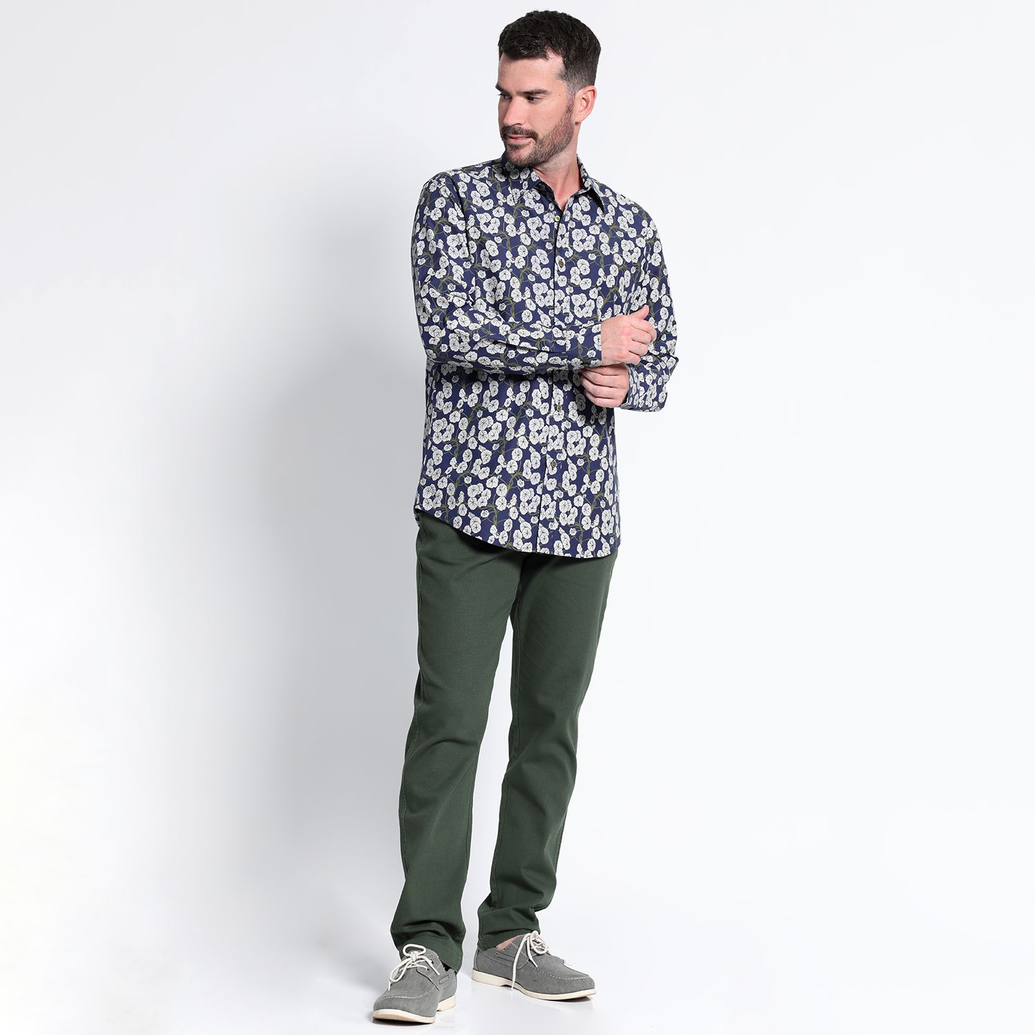Camisa Fantasía Estampada Sport Manga Larga Slim Fit