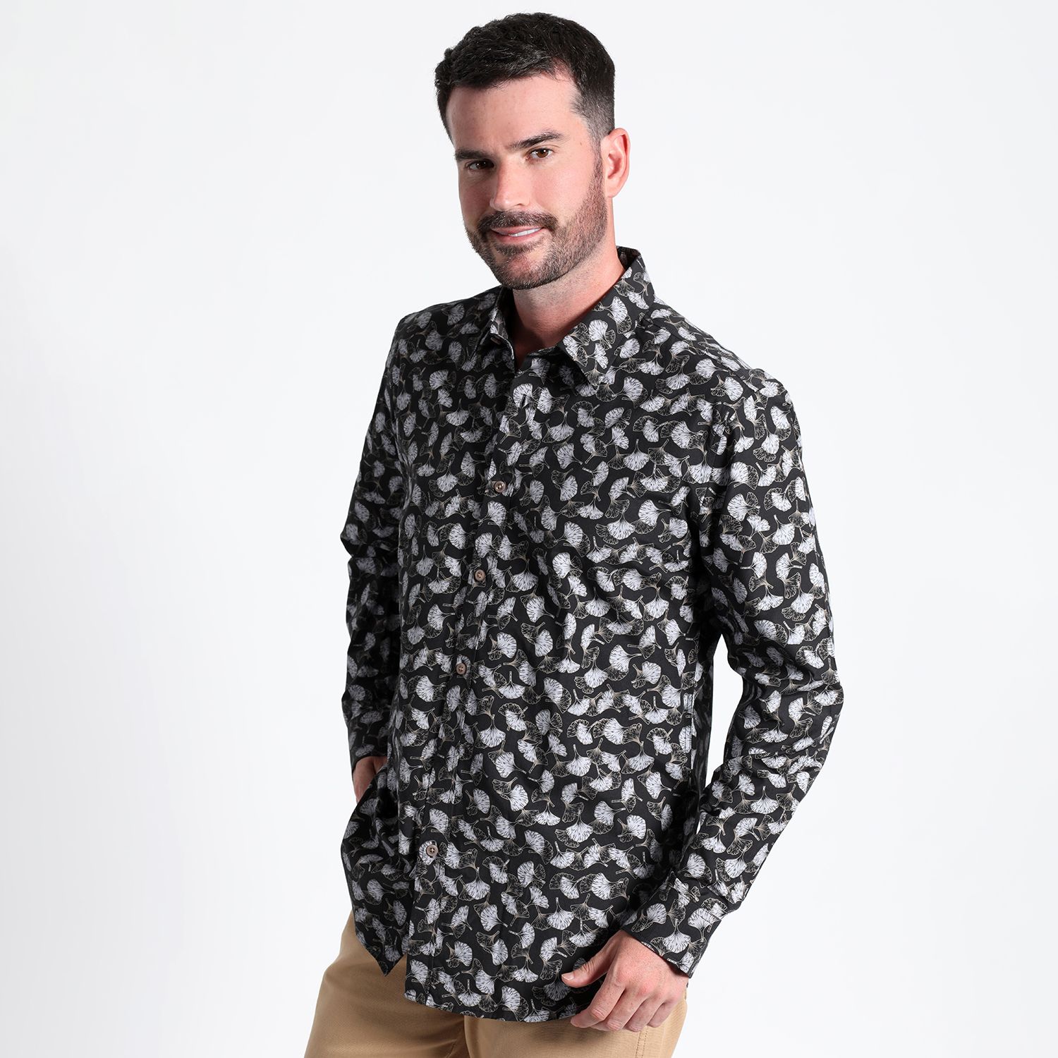Camisa Fantasía Estampada Sport Manga Larga Slim Fit