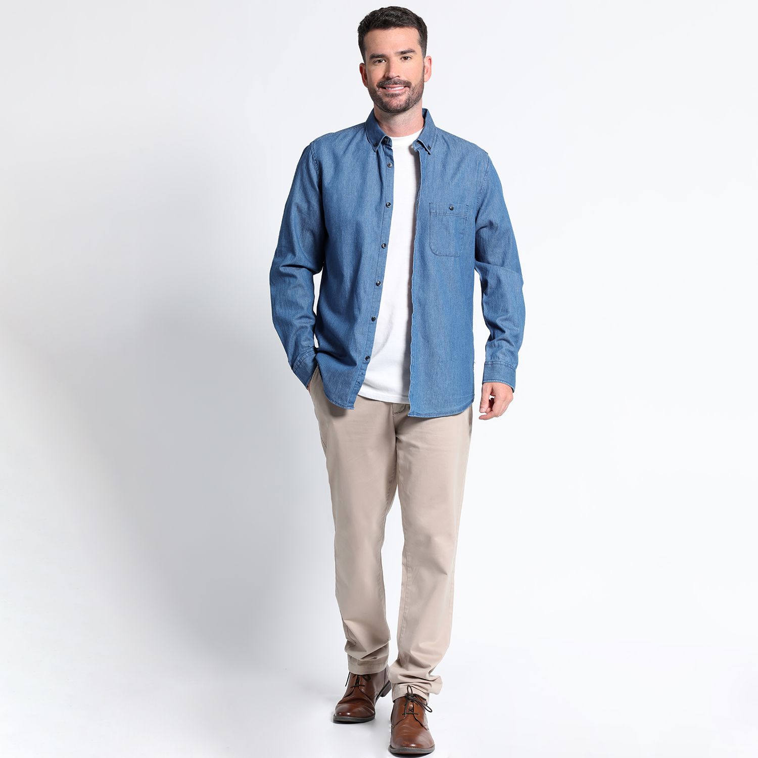 Camisa Denim Manga Larga Slim Fit