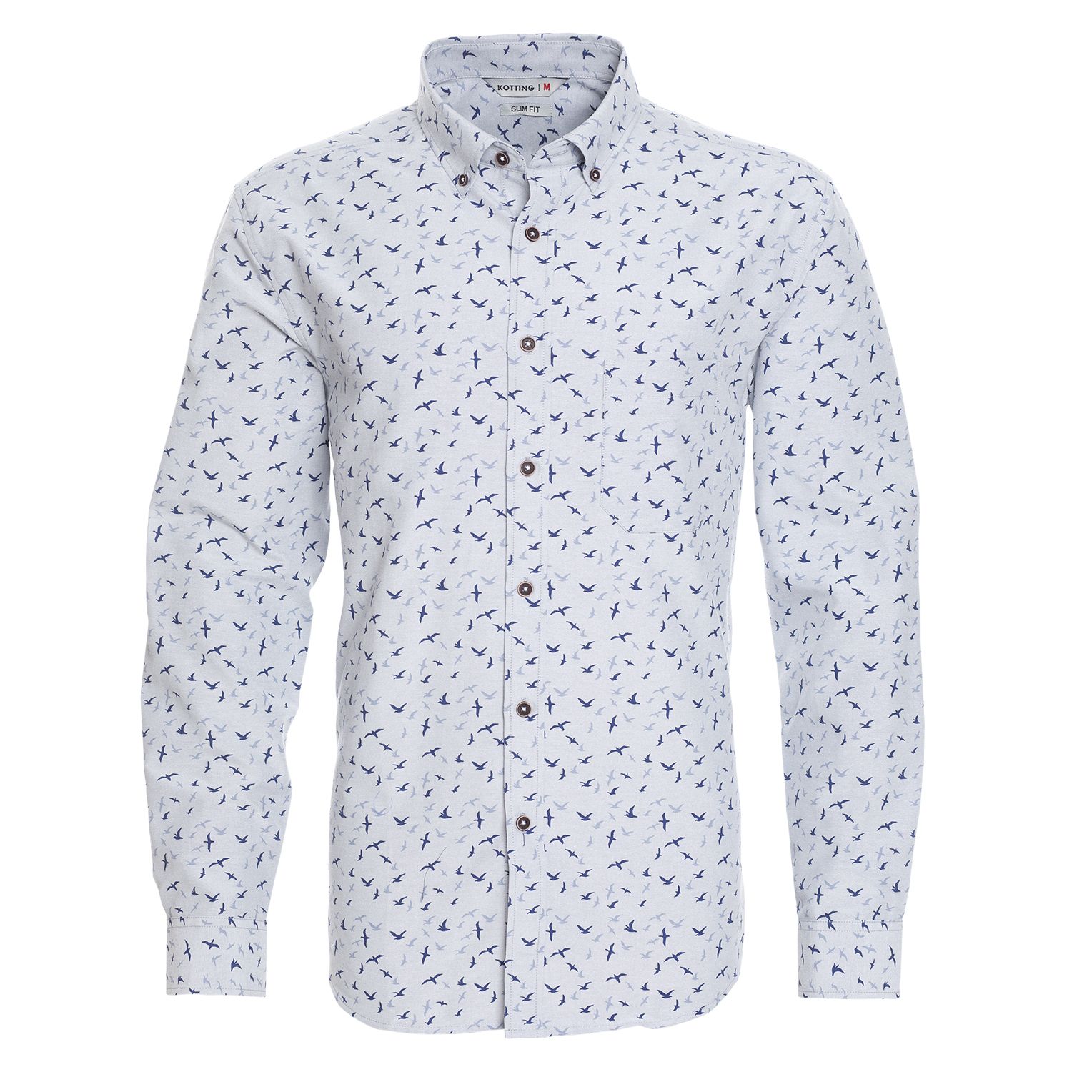 Camisa Oxford Estampada Manga Larga Slim Fit