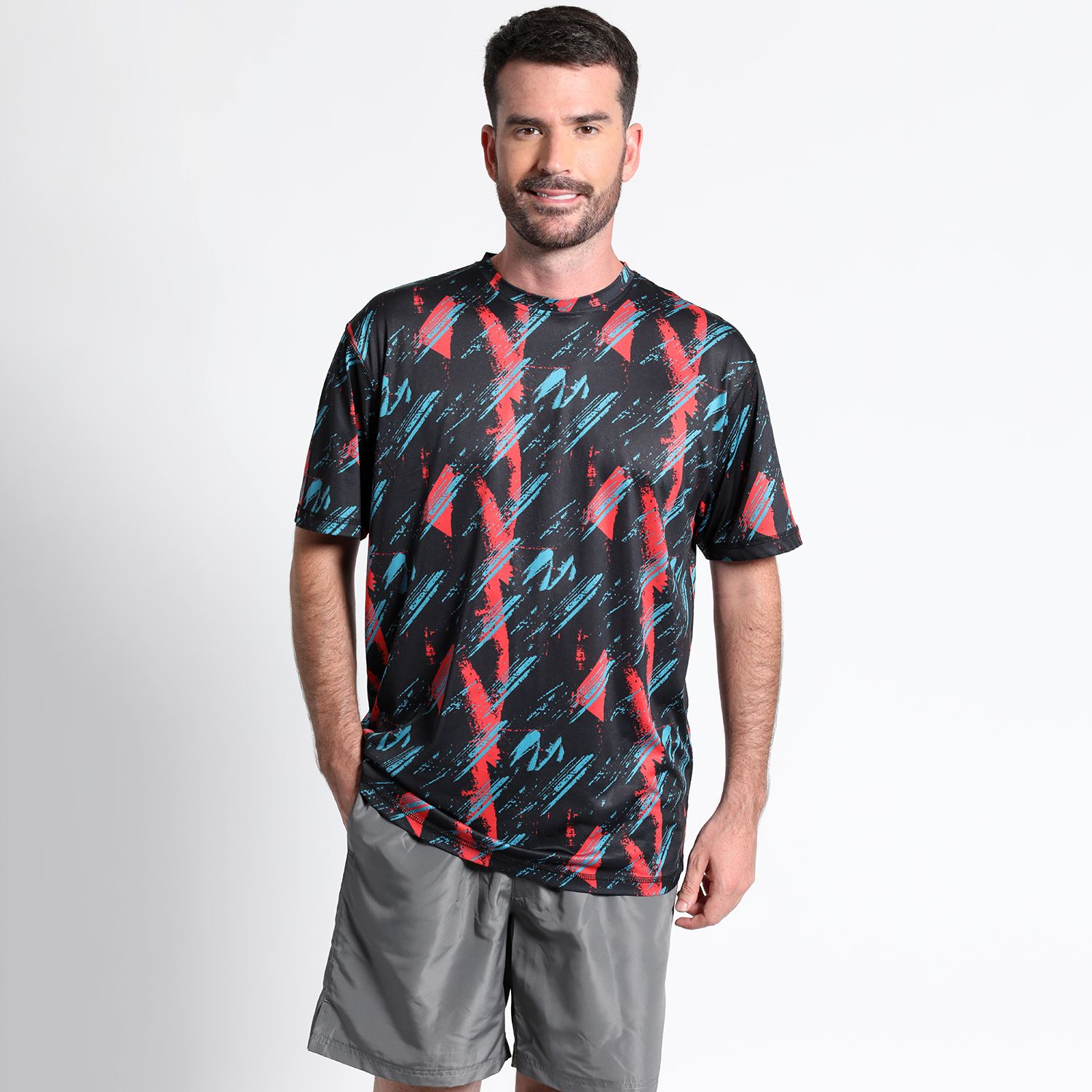 Polera Manga Corta Full Print Deportiva Regular Fit