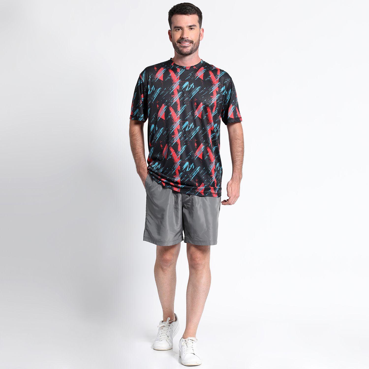 Polera Manga Corta Full Print Deportiva Regular Fit