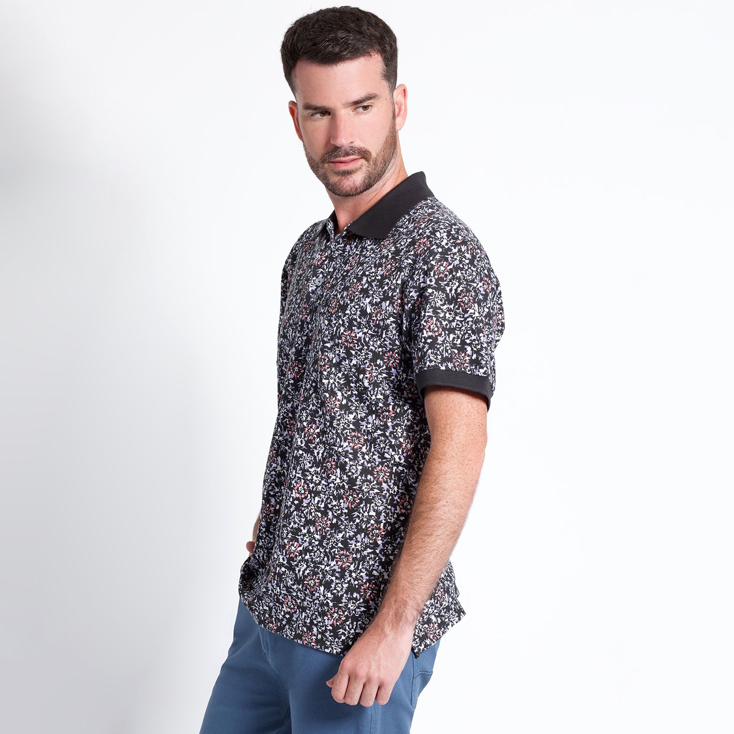 Polera Piqué Estampada Manga Corta Regular Fit