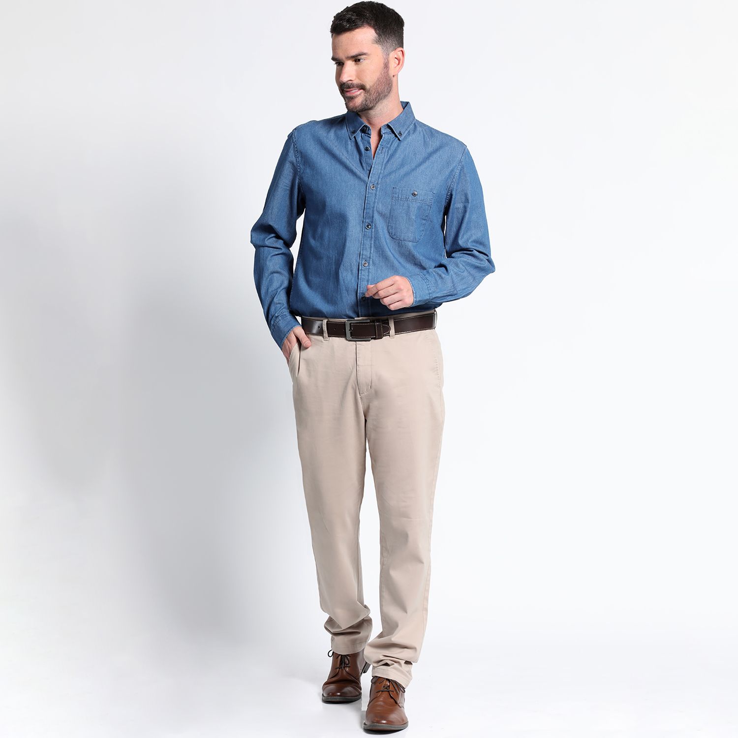 Pantalón Frente Plano Slim Fit Spandex