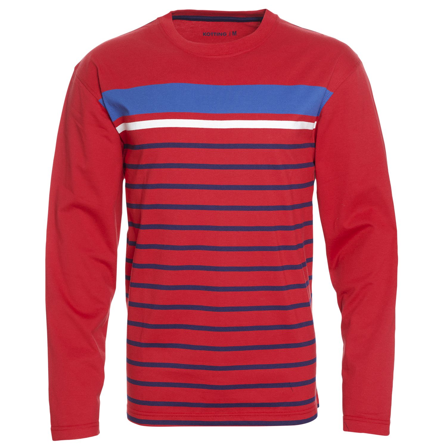 Polera Jersey Listada Cuello Redondo Manga Larga Regular Fit