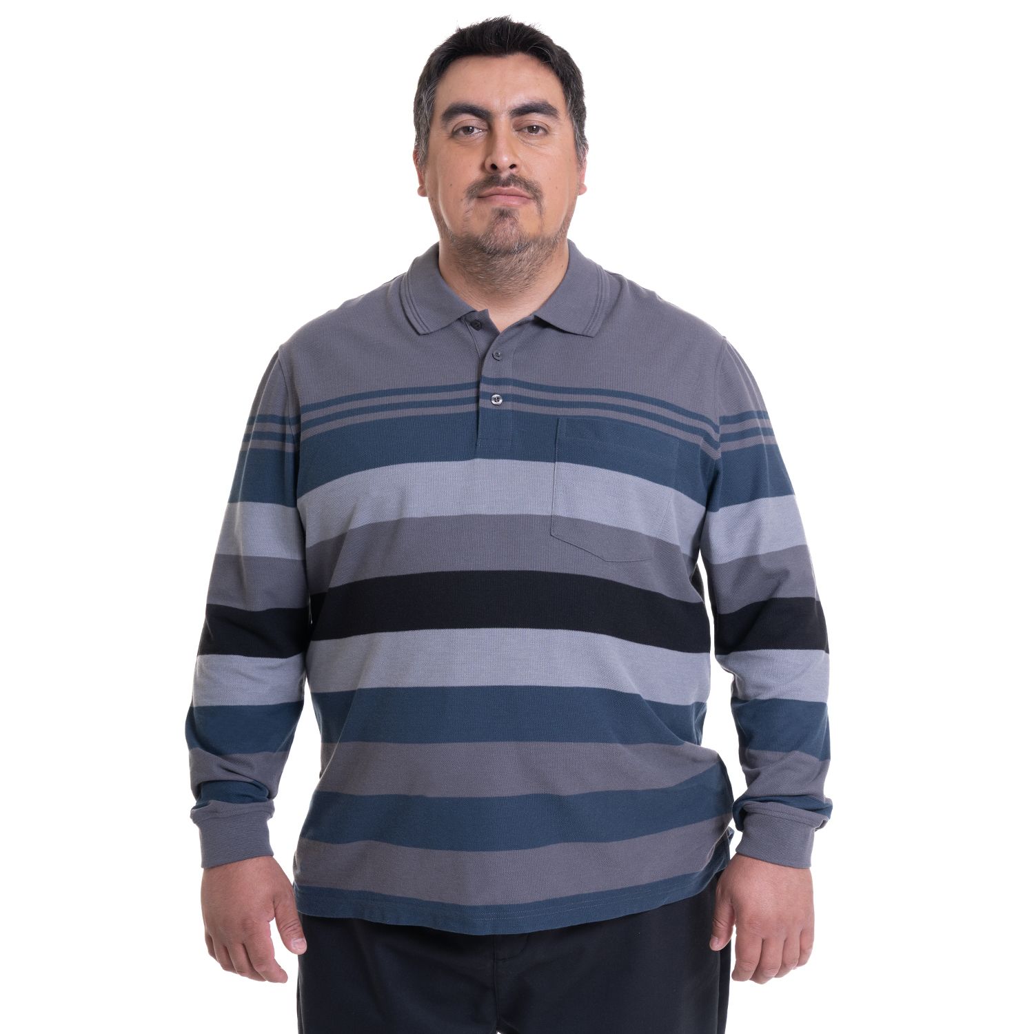 Polera Manga Larga Pique Listada Regular Fit