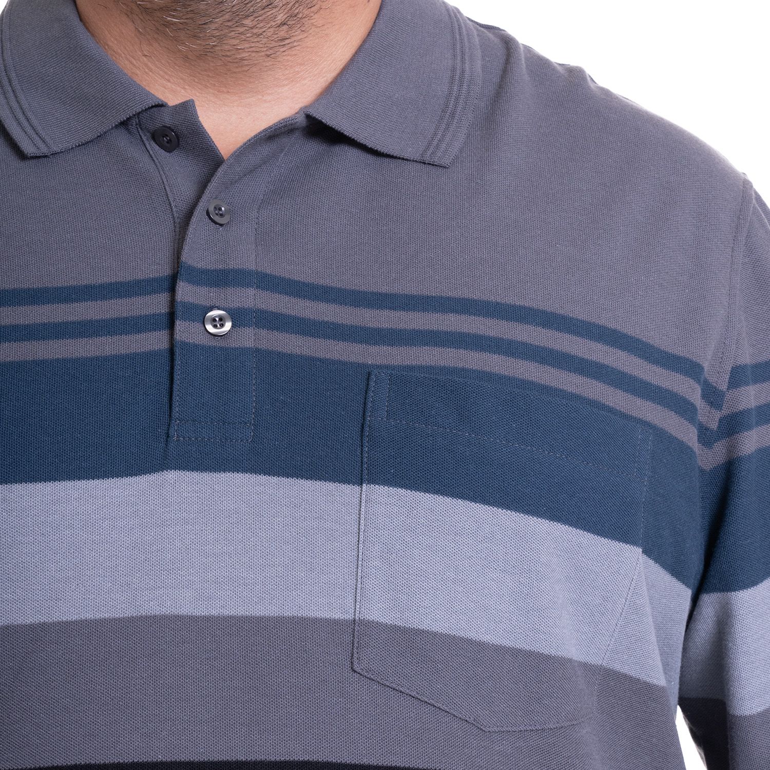 Polera Manga Larga Pique Listada Regular Fit