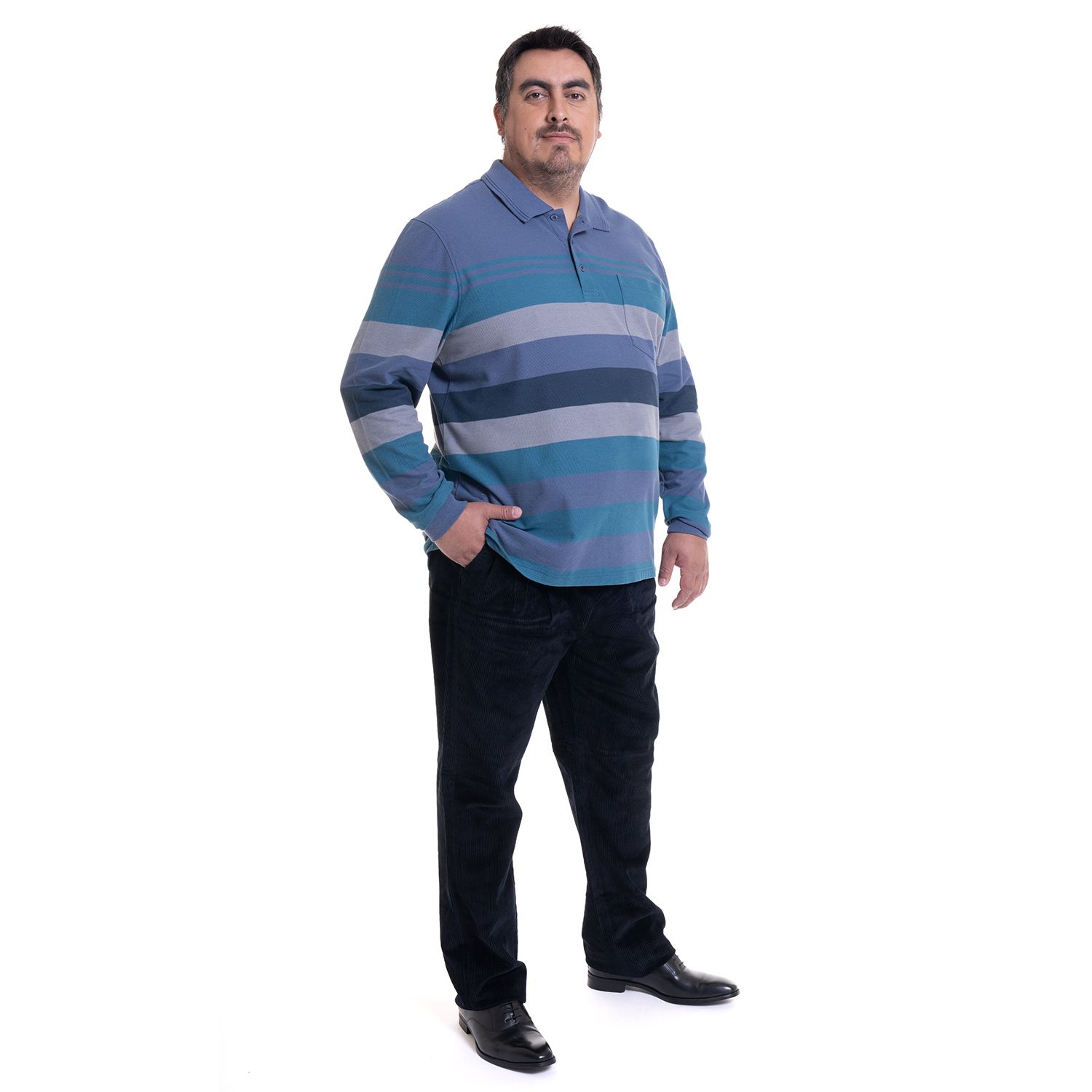 Polera Manga Larga Pique Listada Regular Fit