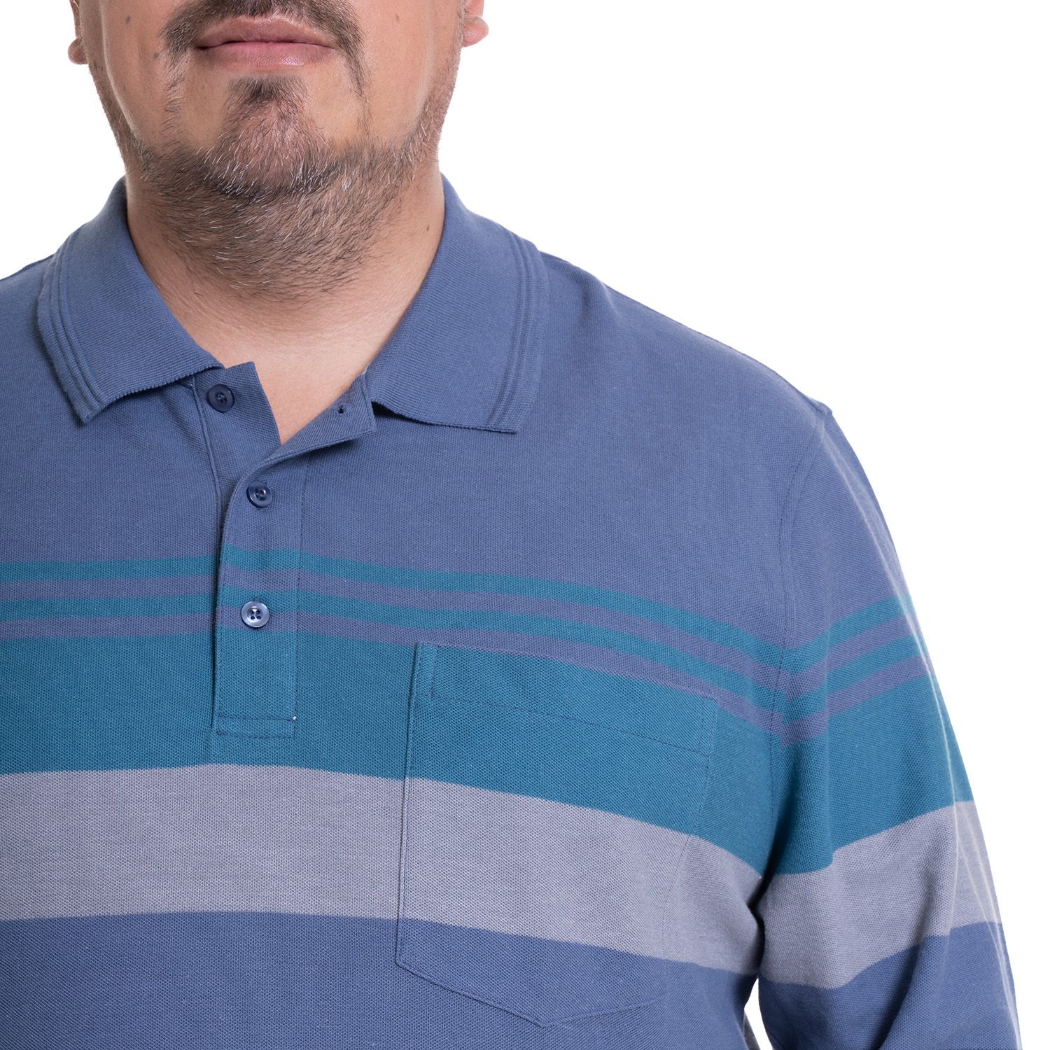 Polera Manga Larga Pique Listada Regular Fit