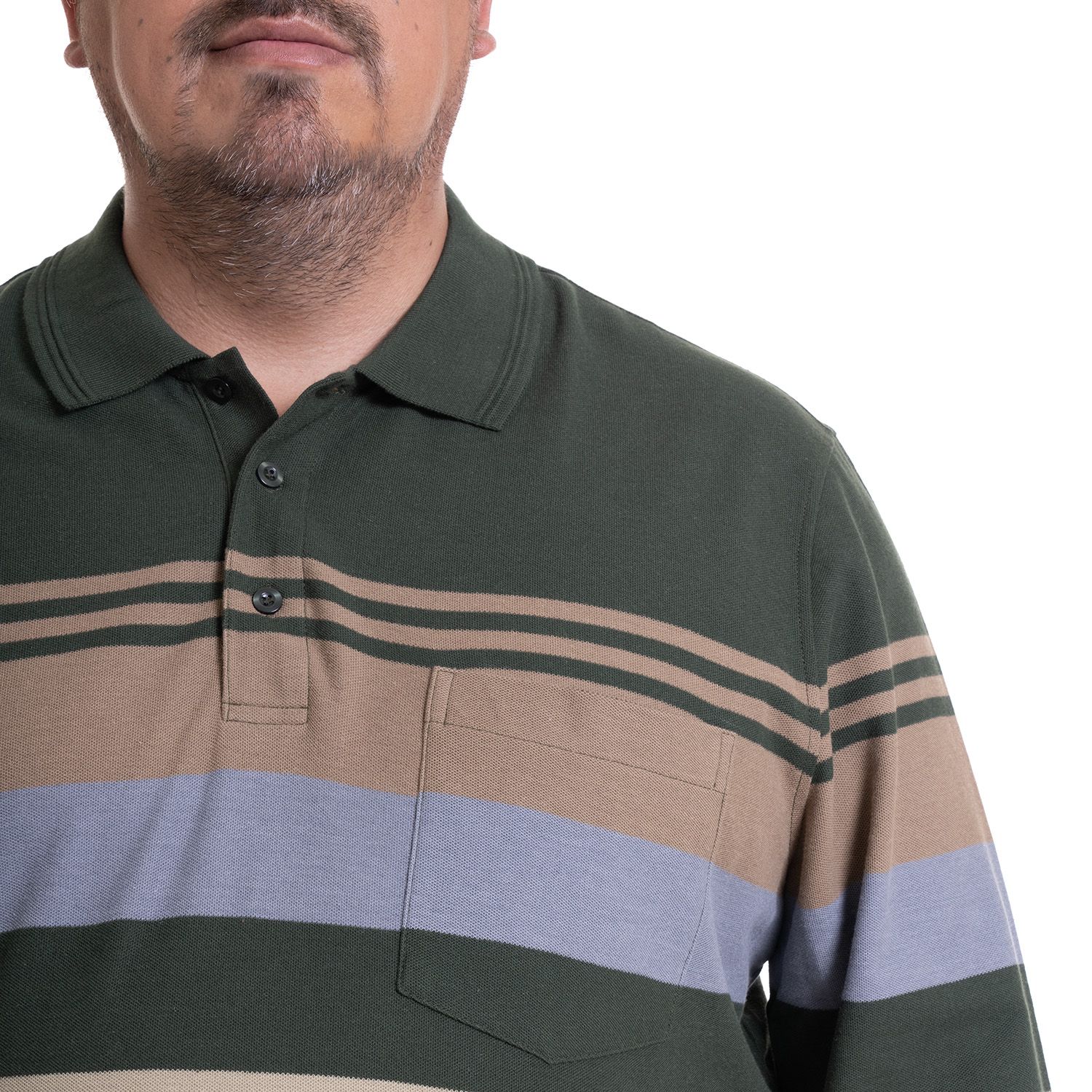 Polera Manga Larga Pique Listada Regular Fit
