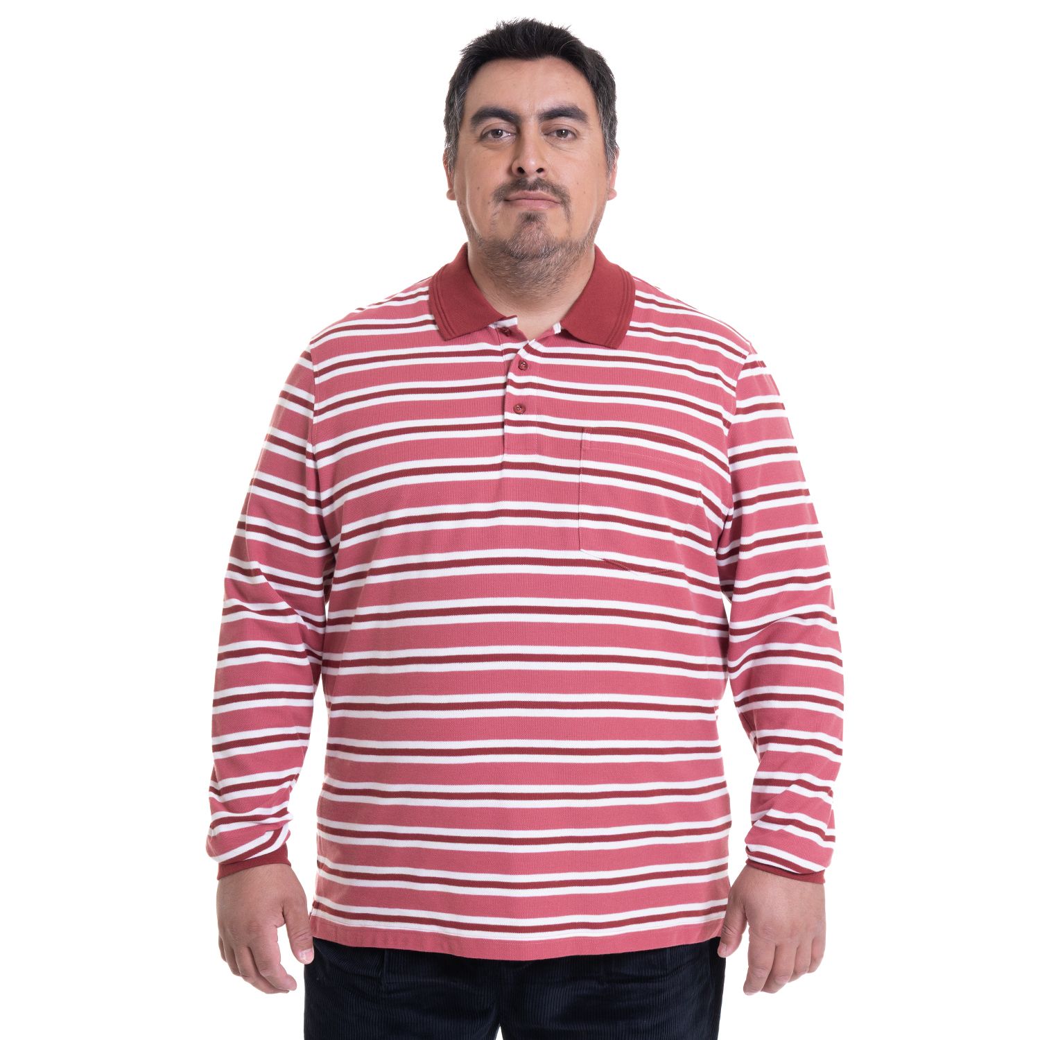 Polera Manga Larga Pique Listada Regular Fit