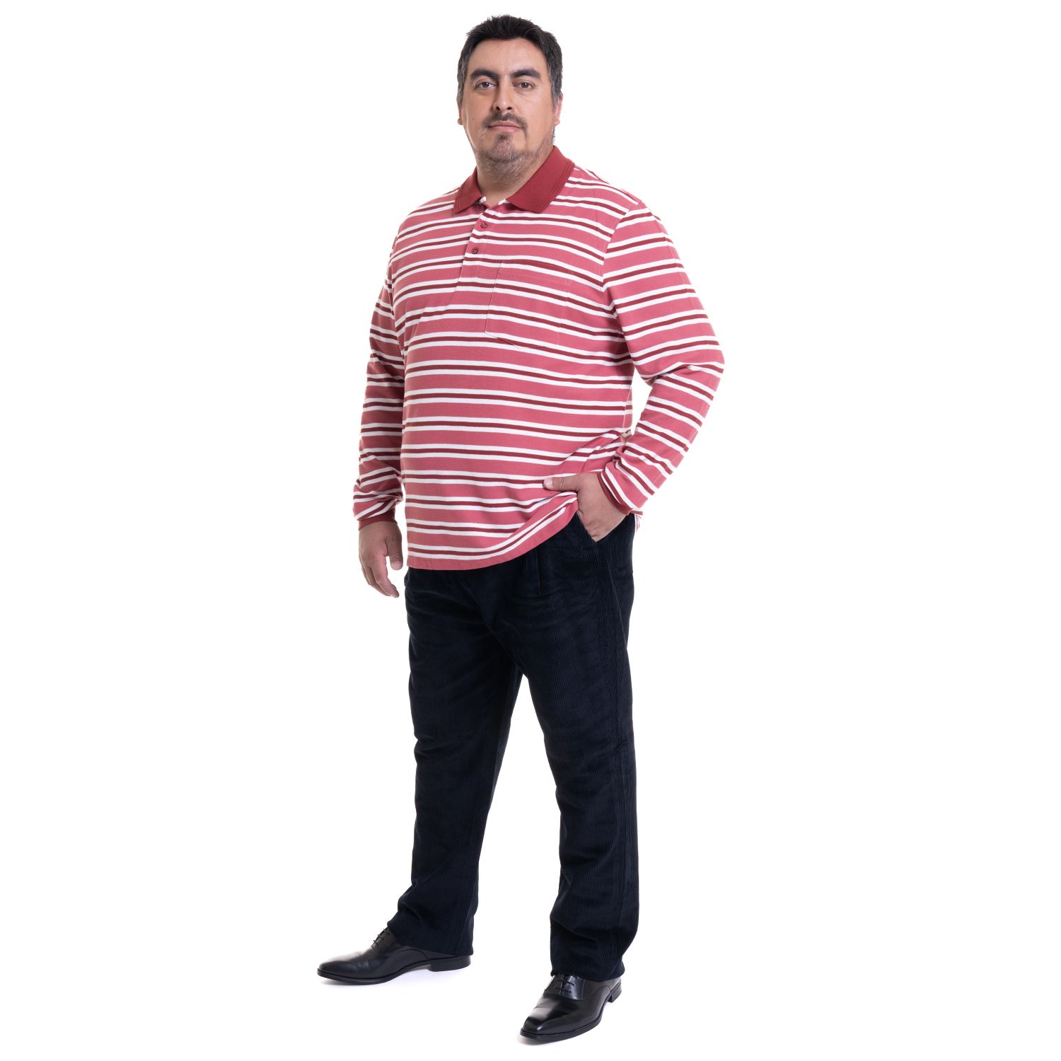Polera Manga Larga Pique Listada Regular Fit