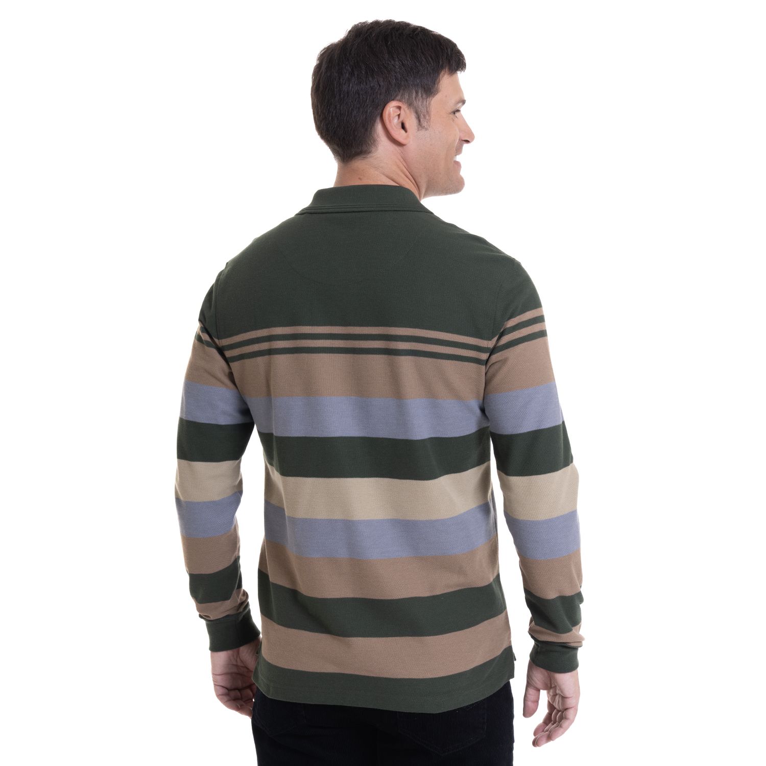 Polera Manga Larga Pique Listada Regular Fit