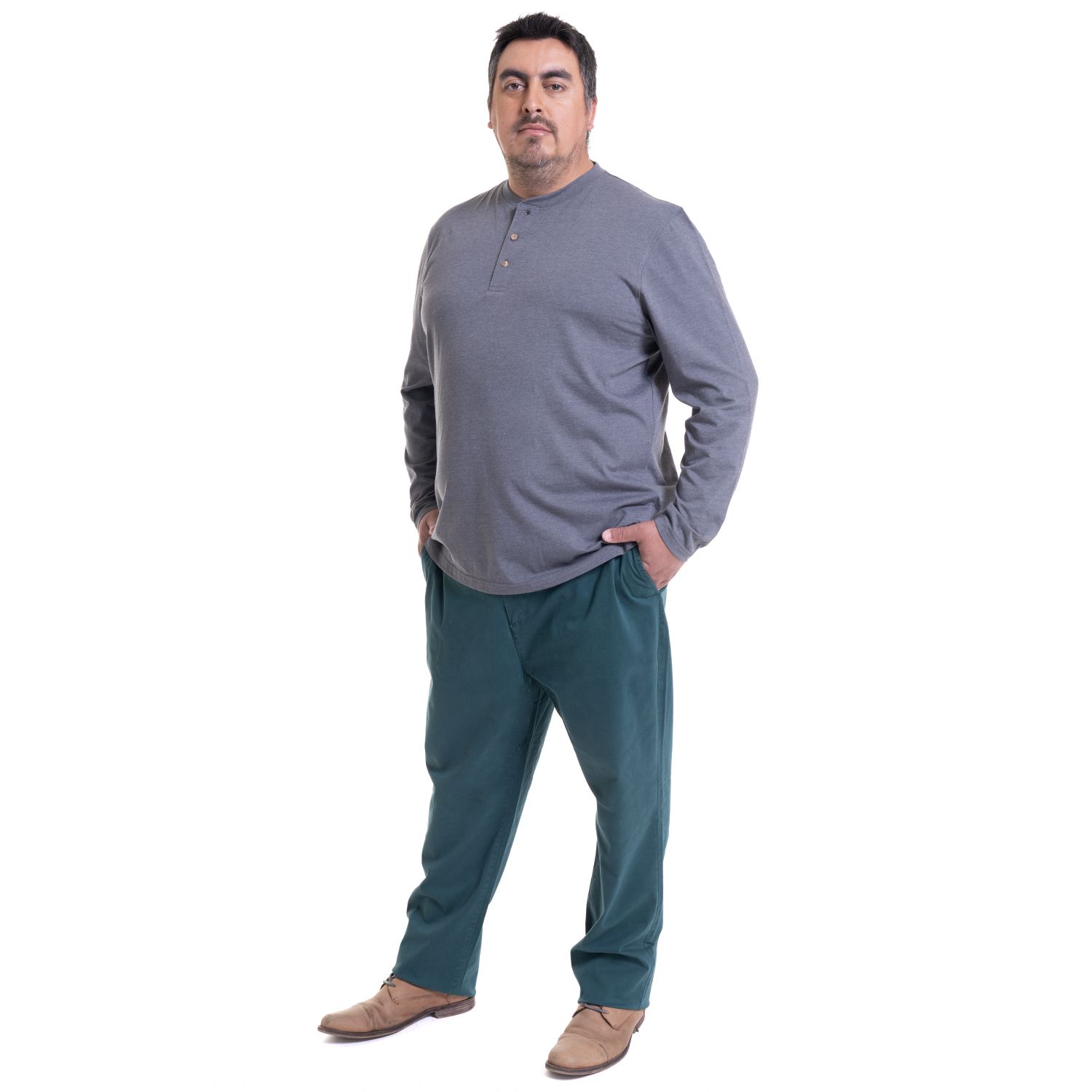 Polera Manga Larga Jersey Botones Slim Fit