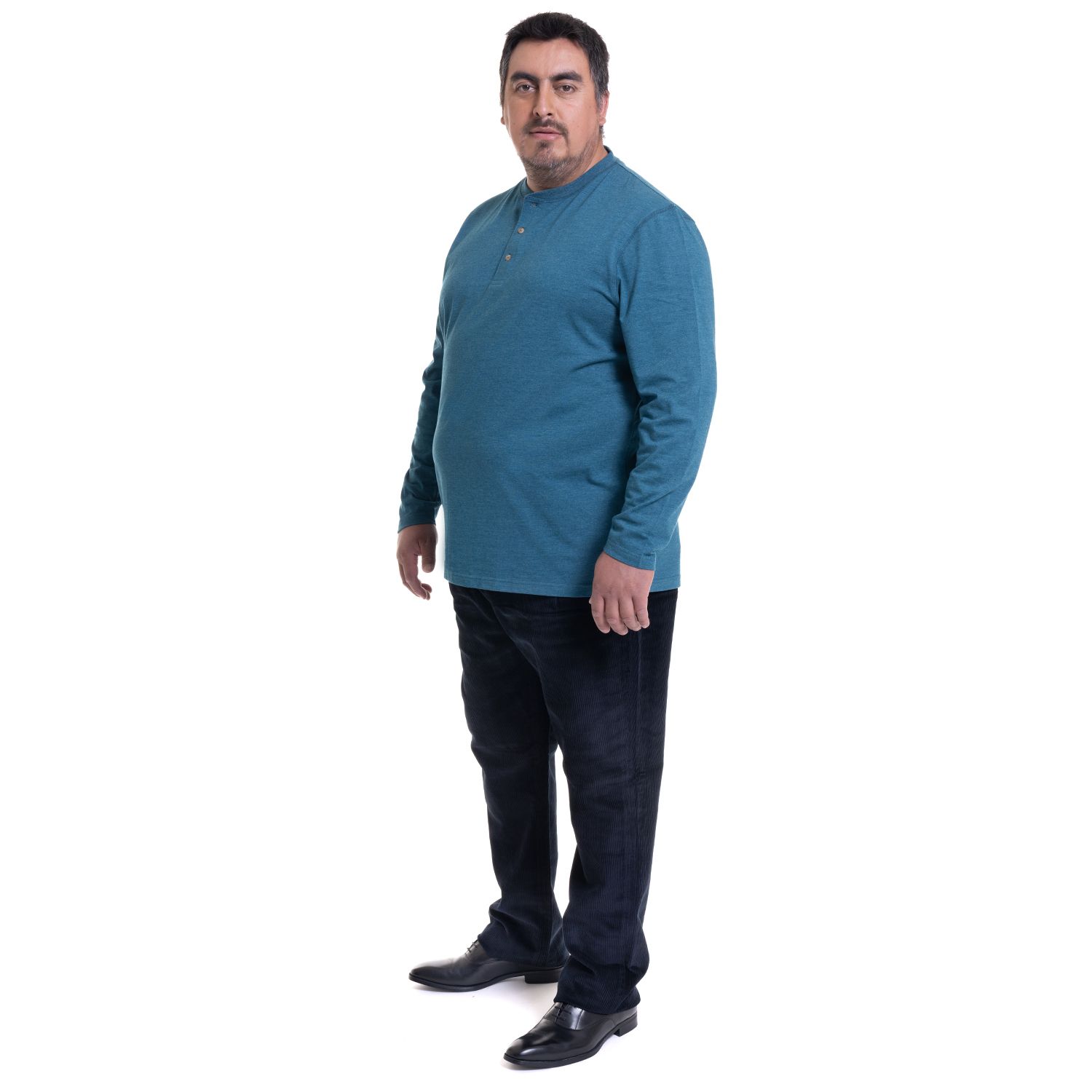 Polera Manga Larga Jersey Botones Slim Fit