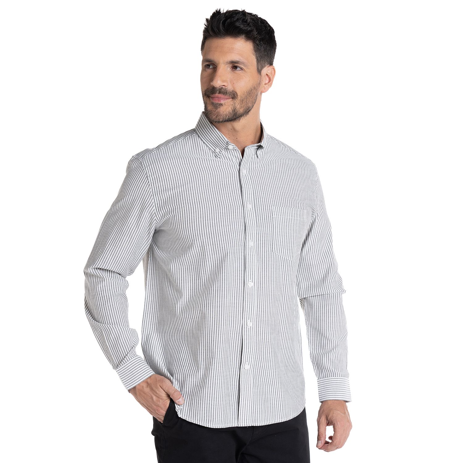 Camisa Oxford Listada Regular Fit