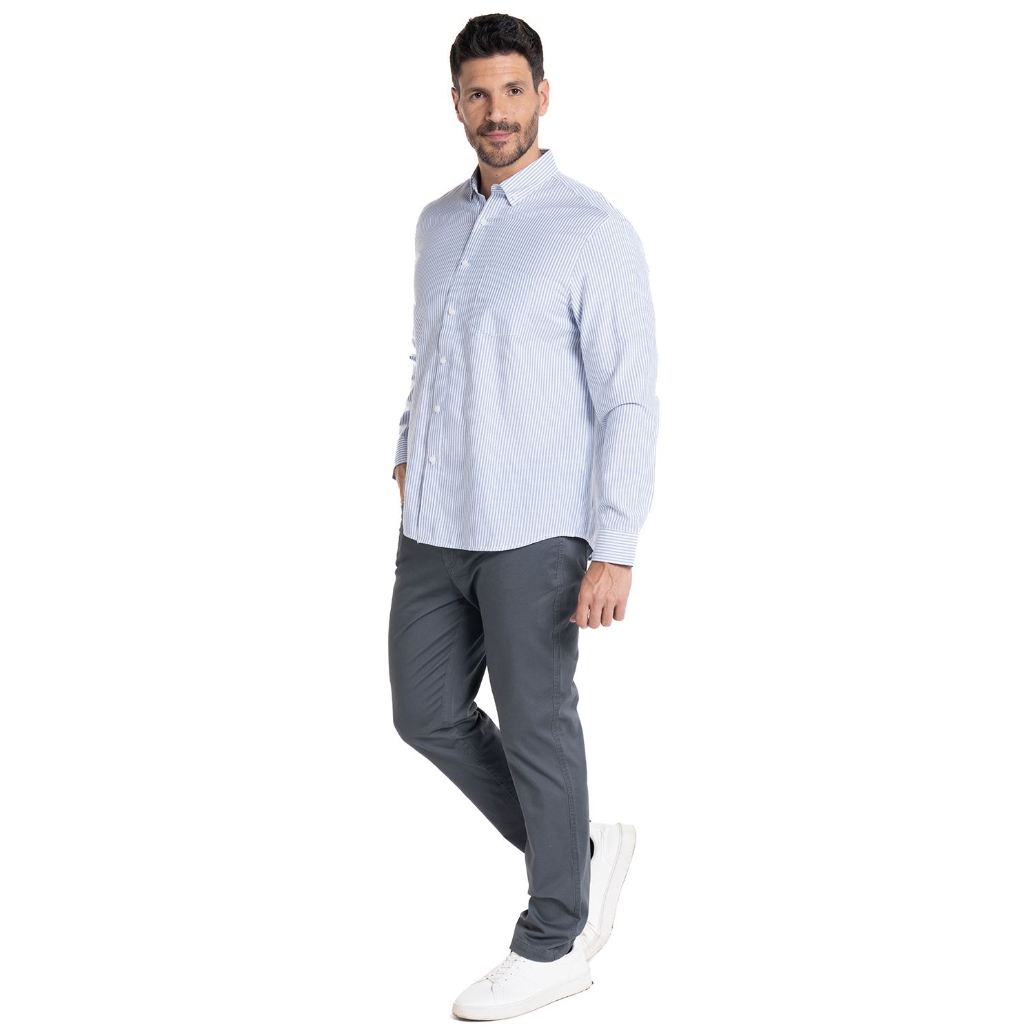 Camisa Oxford Listada Regular Fit