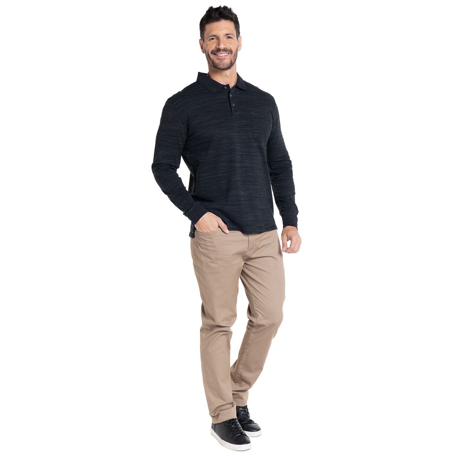 Polera Manga Larga Piqué Slub