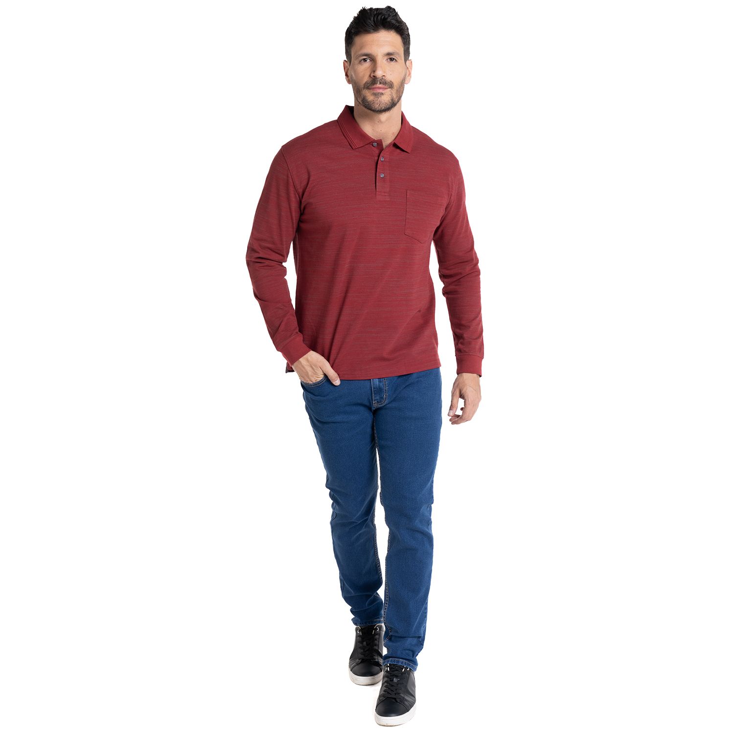 Polera Manga Larga Piqué Slub