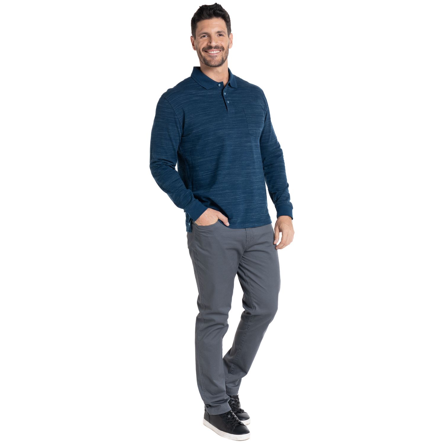 Polera Manga Larga Piqué Slub