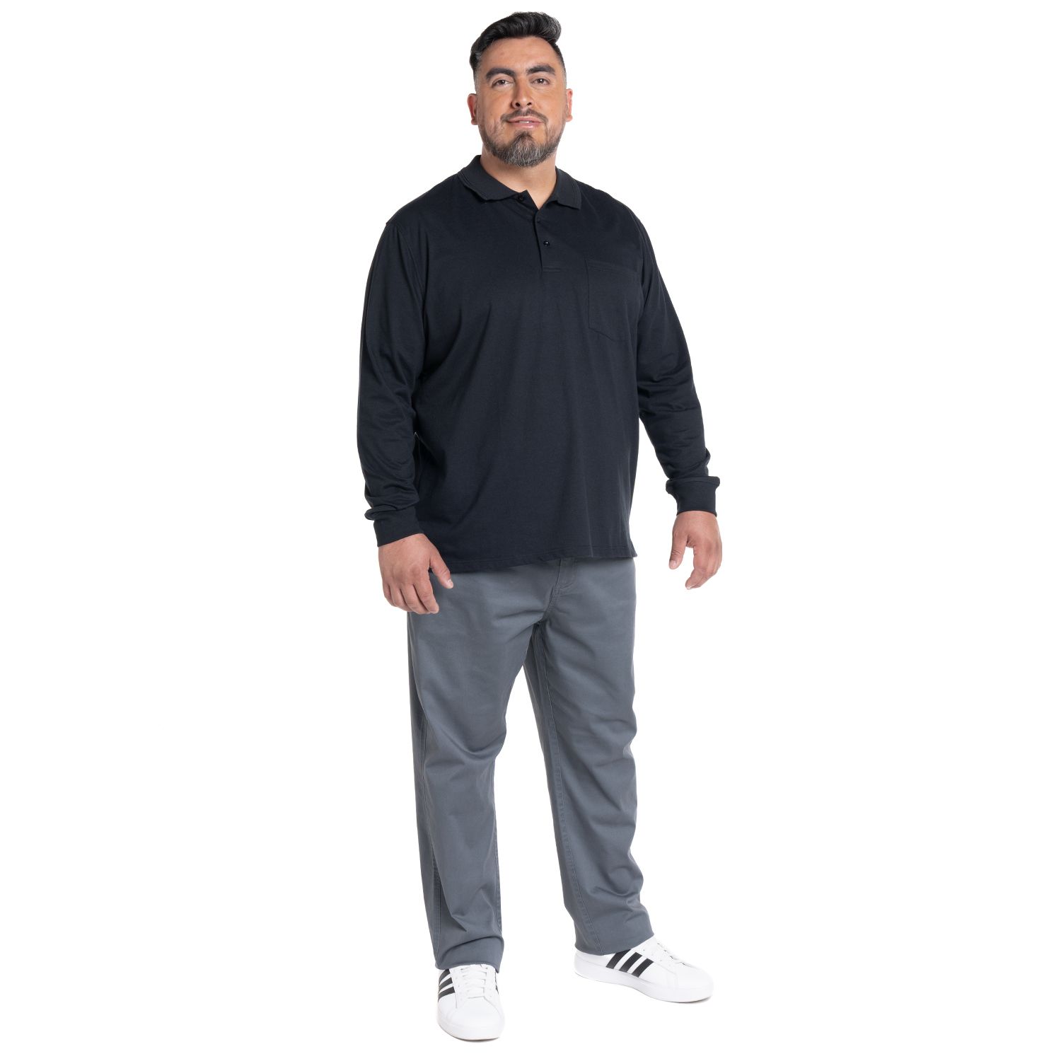 Polera Manga Larga Jersey Cuello Camisero