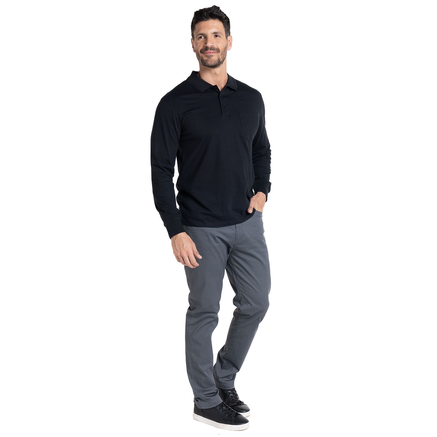 Polera Manga Larga Jersey Cuello Camisero