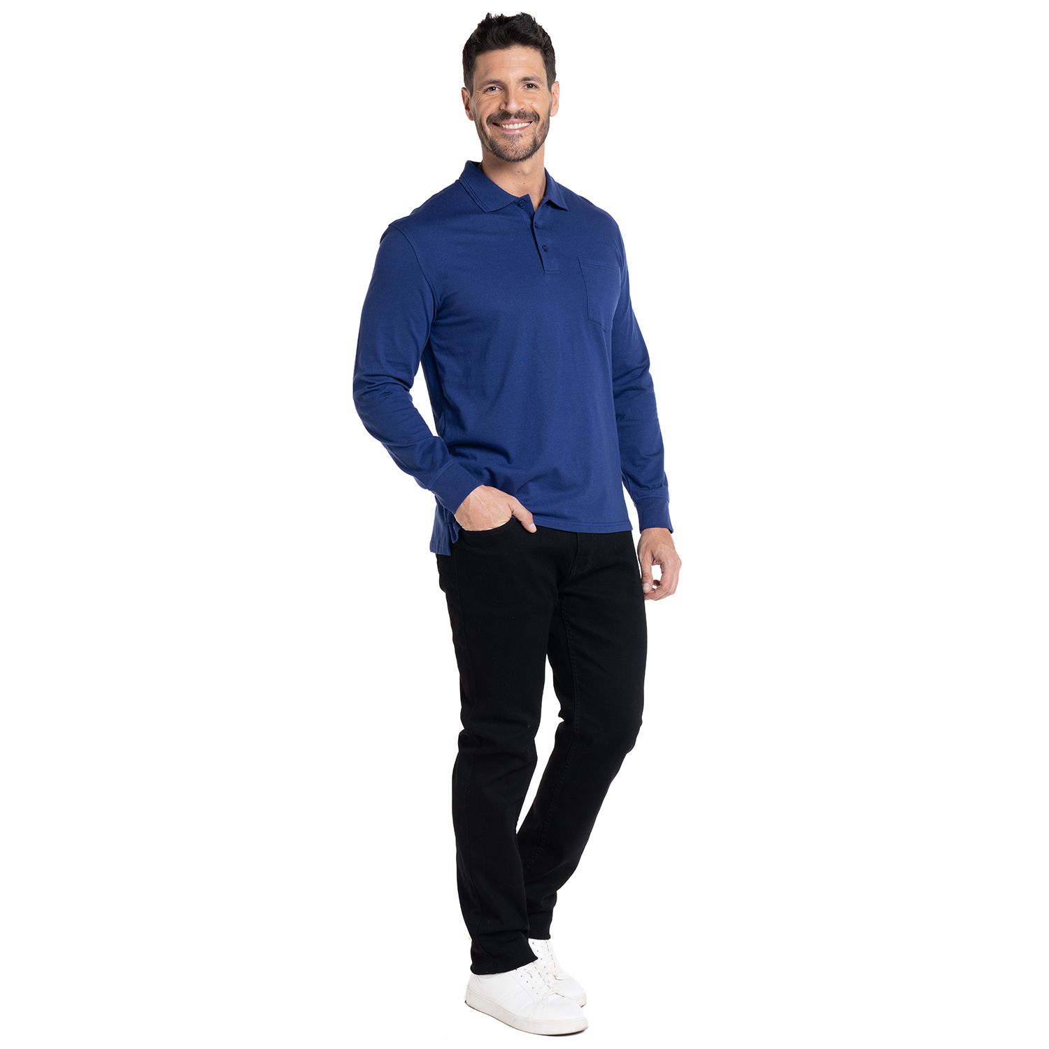 Polera Manga Larga Jersey Cuello Camisero