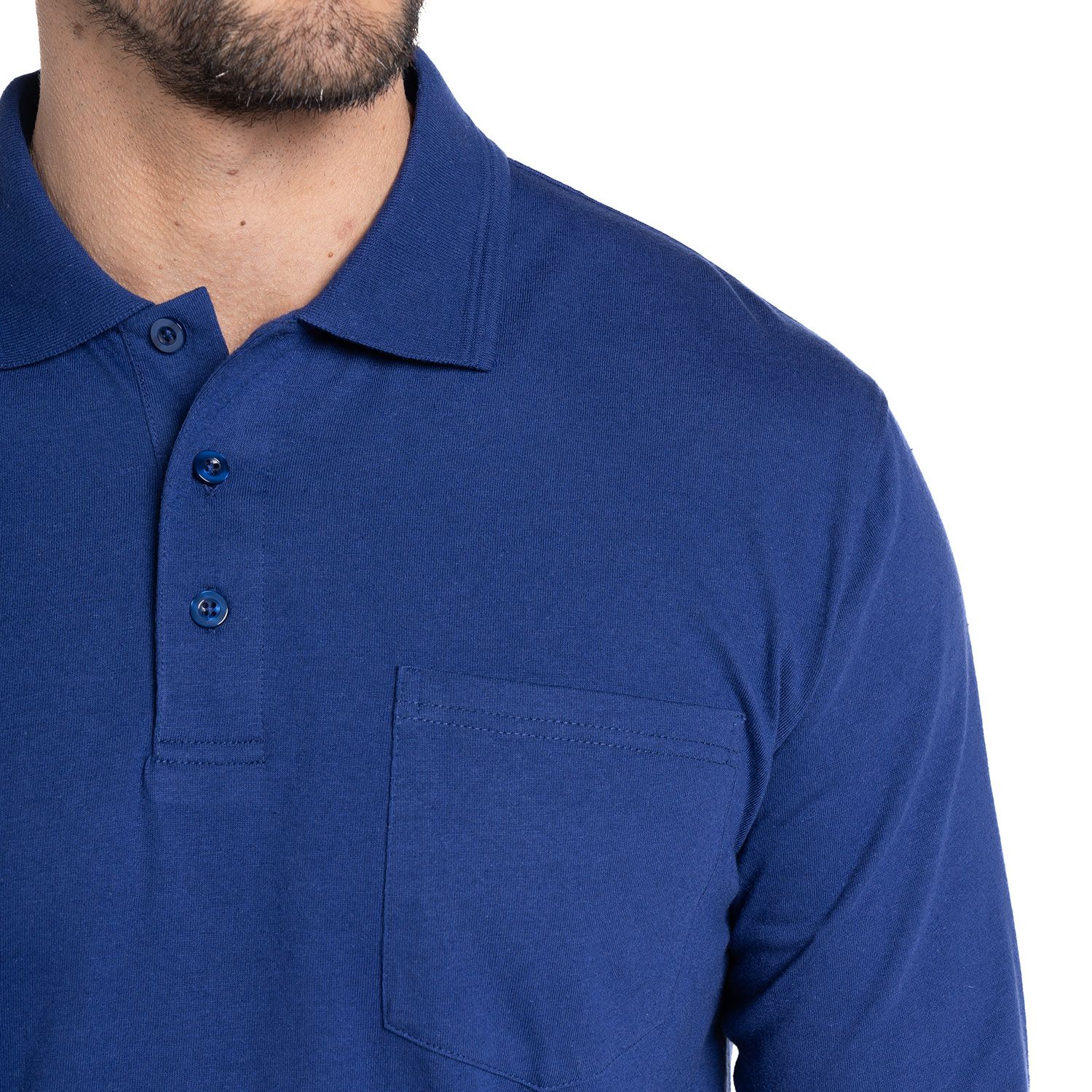 Polera Manga Larga Jersey Cuello Camisero