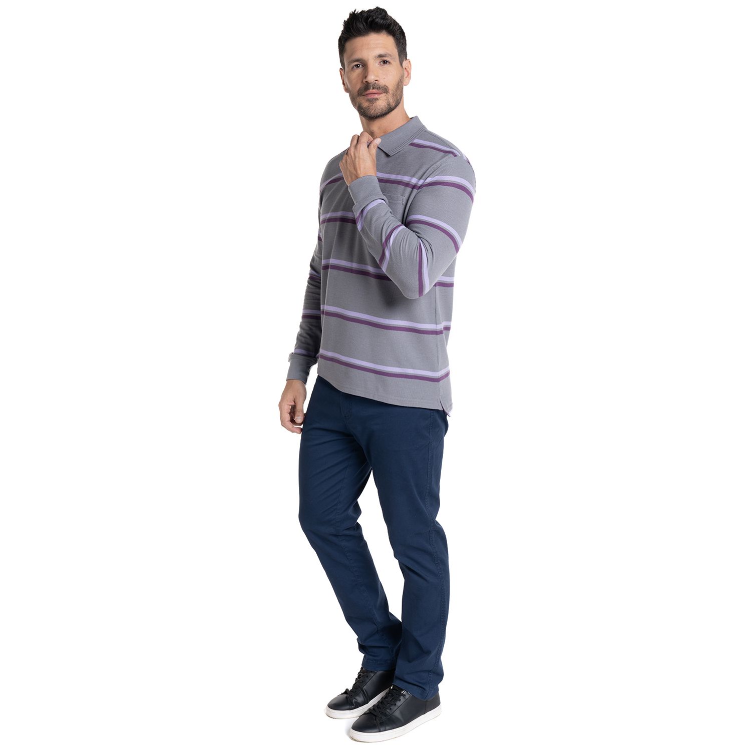 Polera Manga Larga Pique Listada