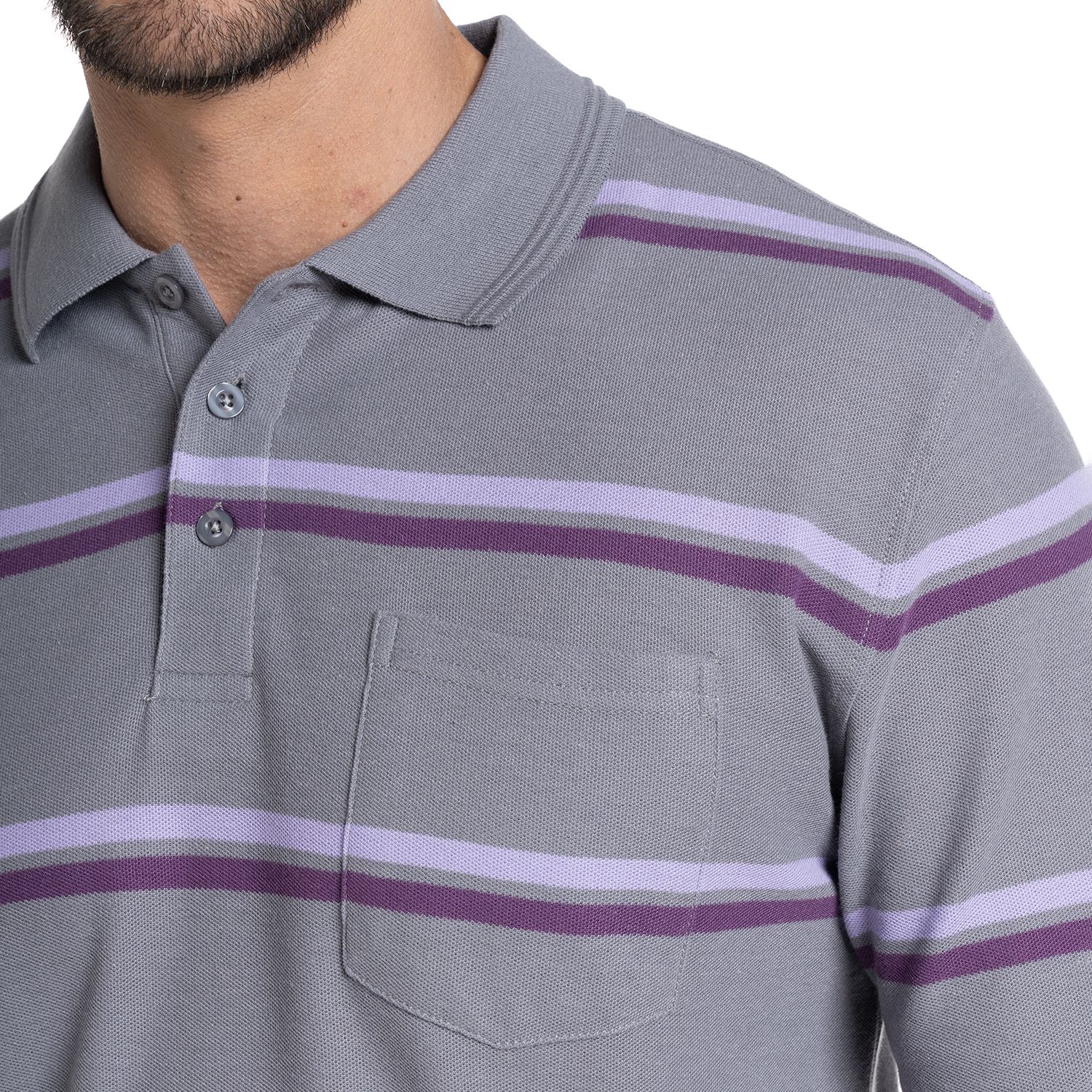 Polera Manga Larga Pique Listada