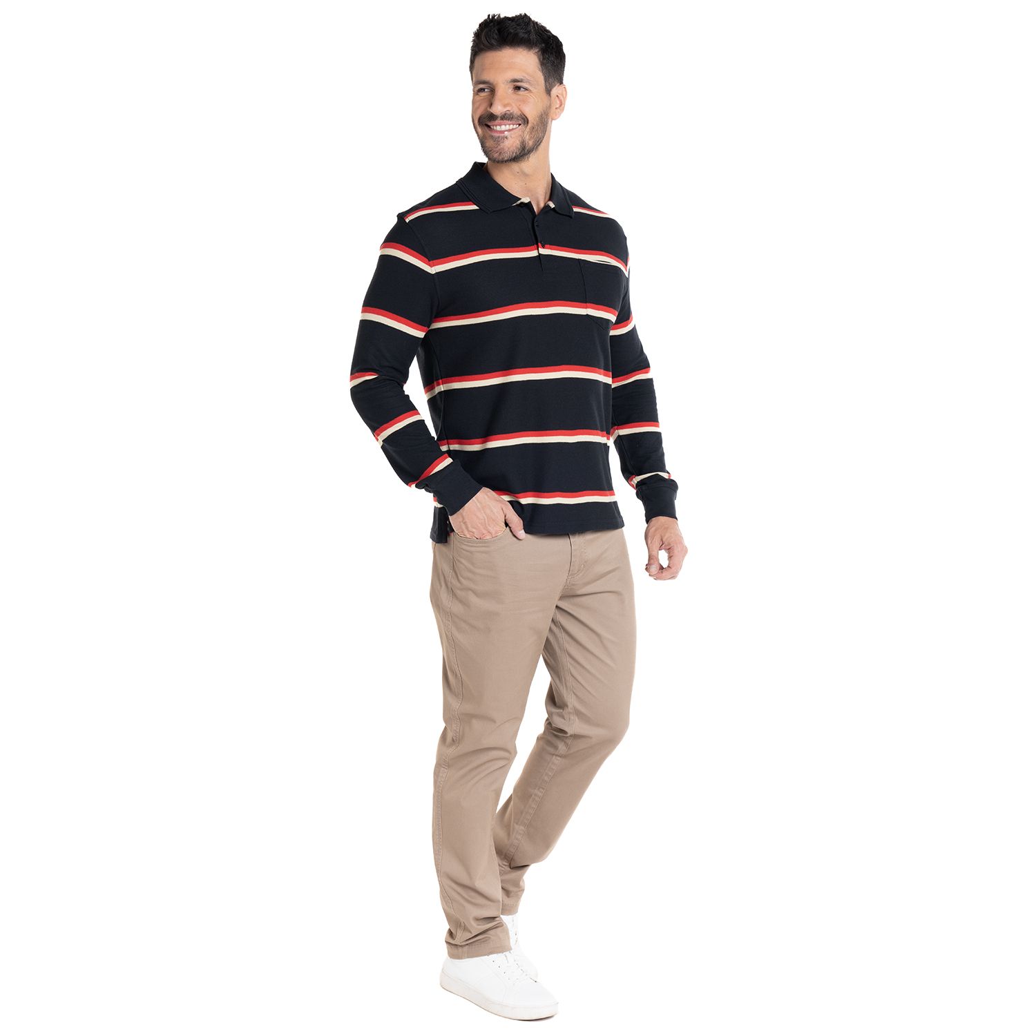 Polera Manga Larga Pique Listada