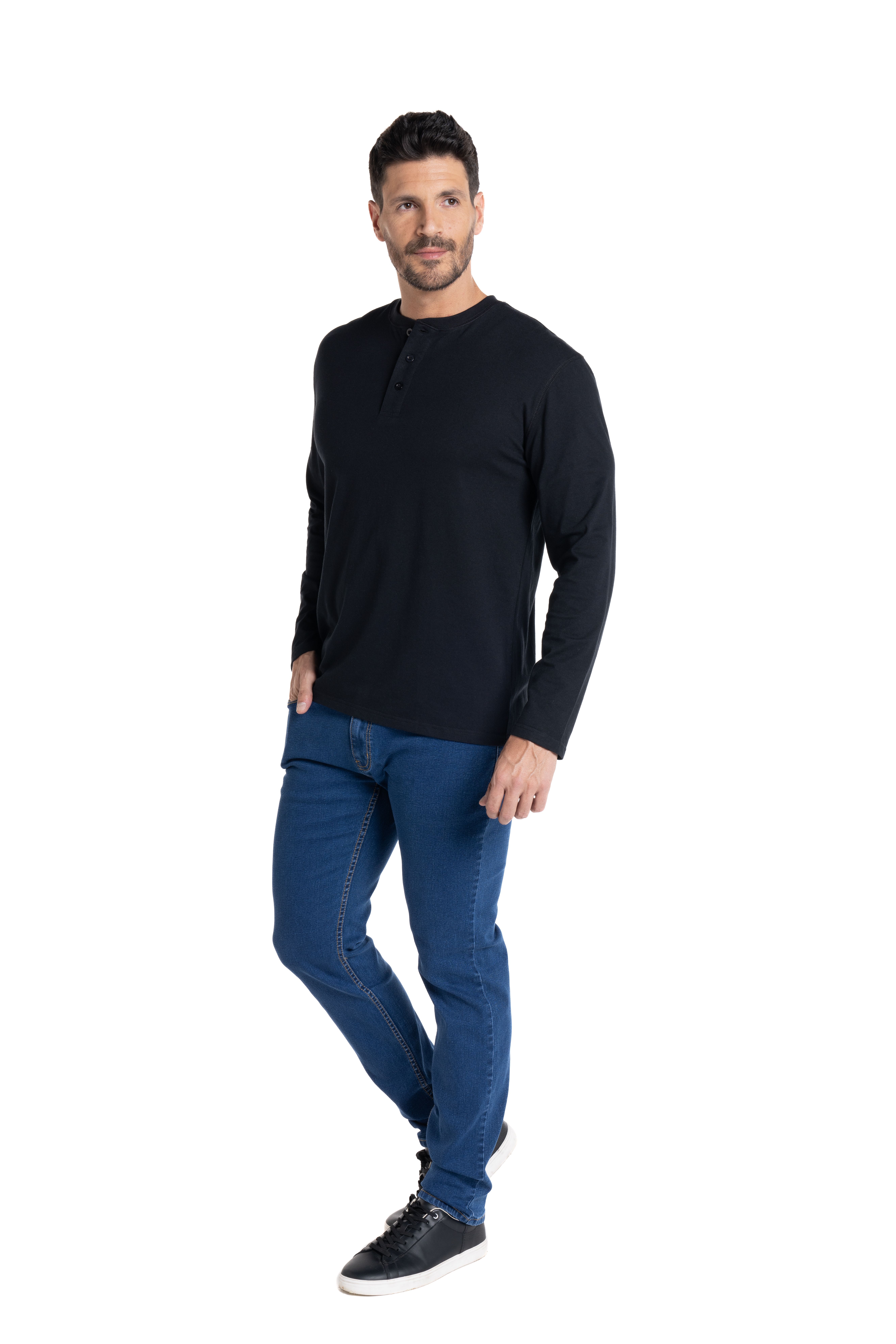 Polera Manga Larga Jersey Botones