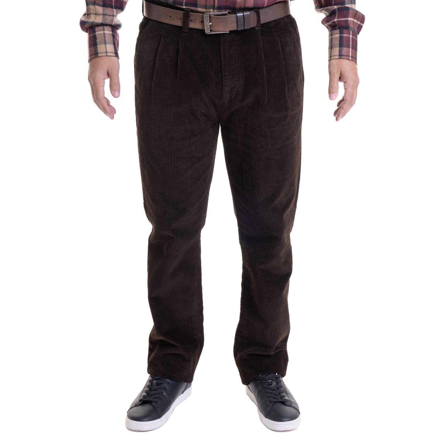 Pantalon Cotele Con Pinzas Regular Fit 8 Canales