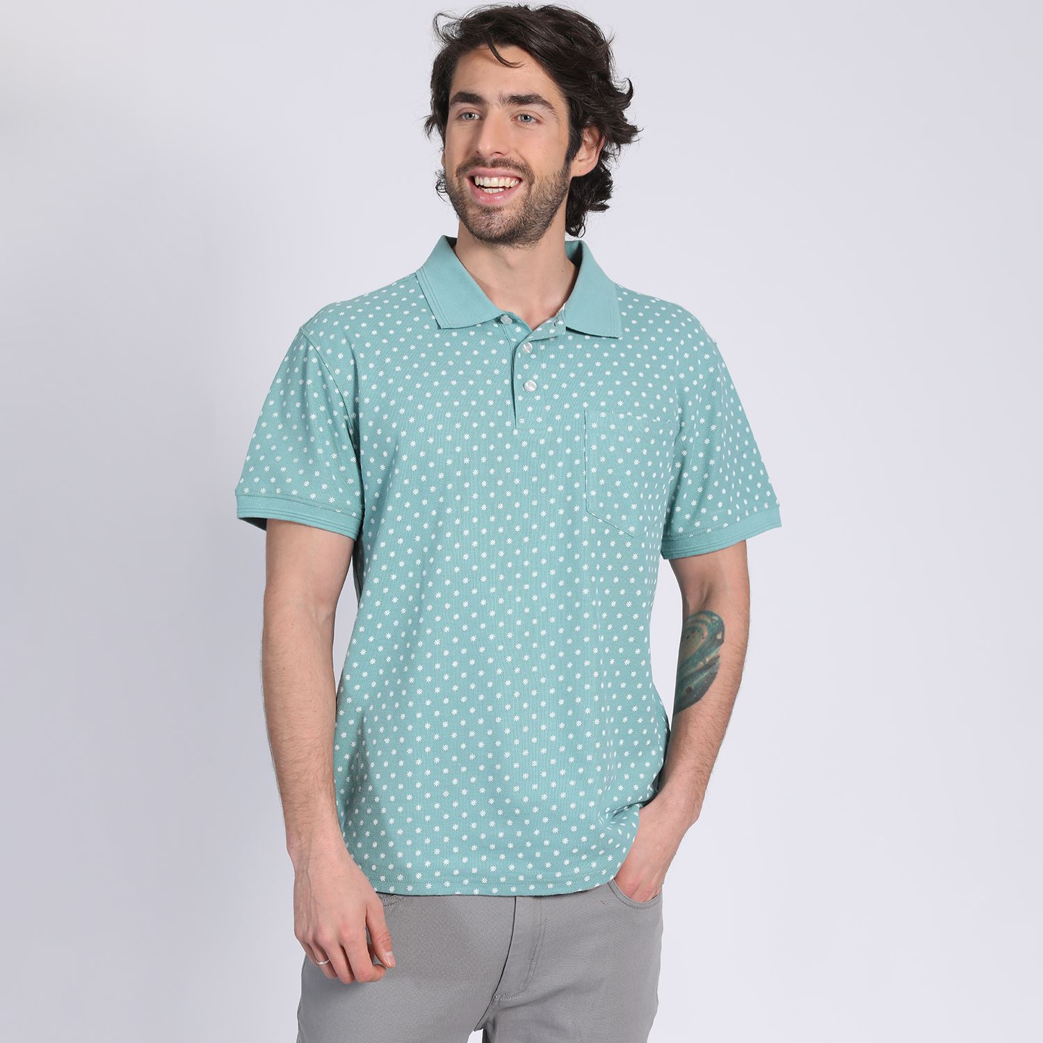 Polera Manga Corta Pique Estampada 