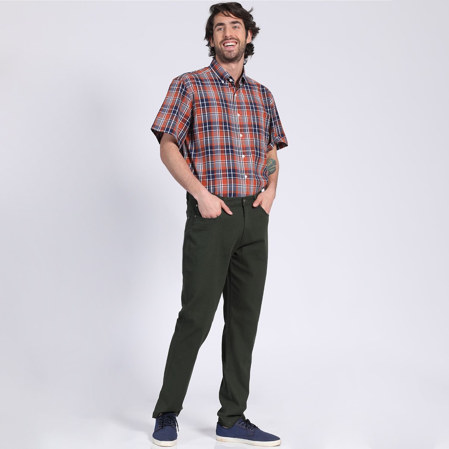 Pantalon Hombre Canvas 5 Bolsillos Spandex 