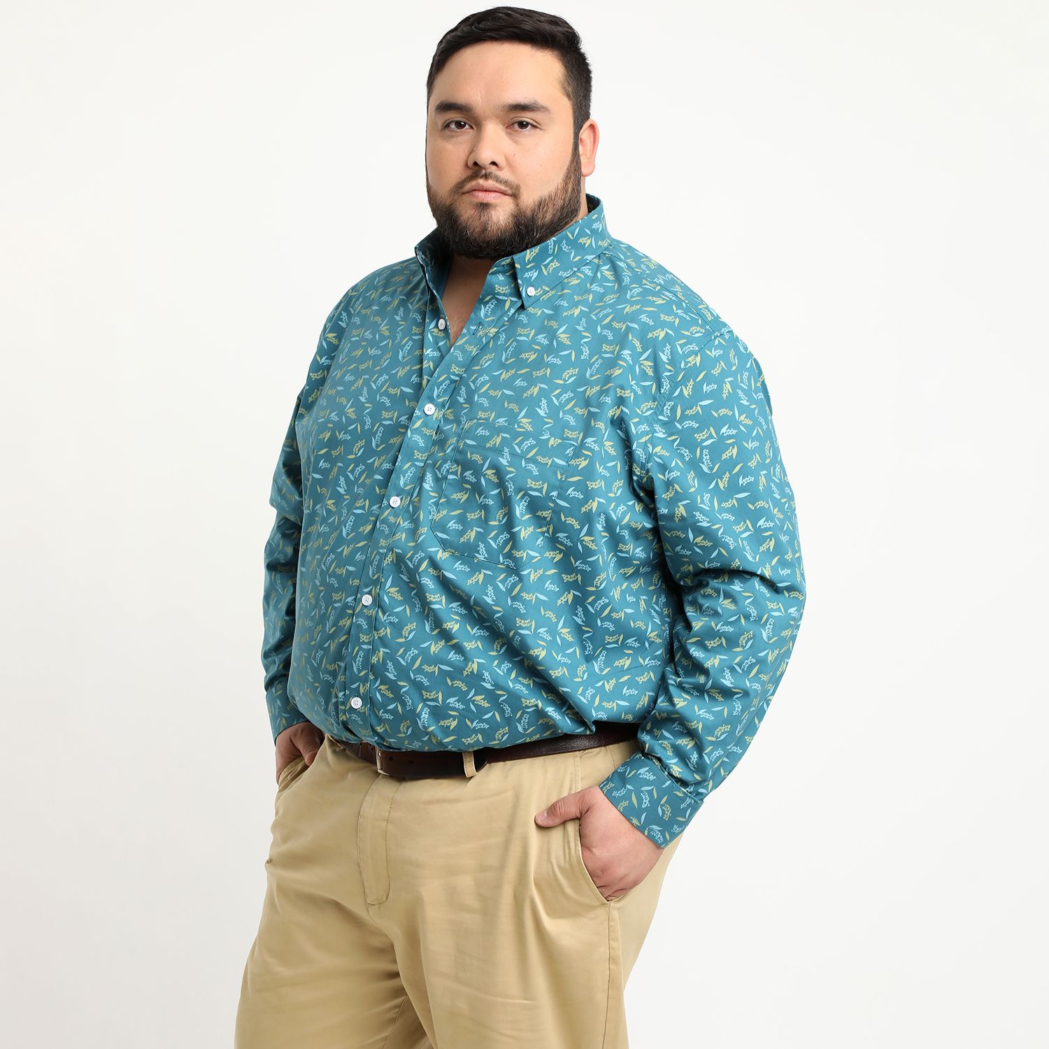 Camisa Sport Estampada Manga Larga Spandex