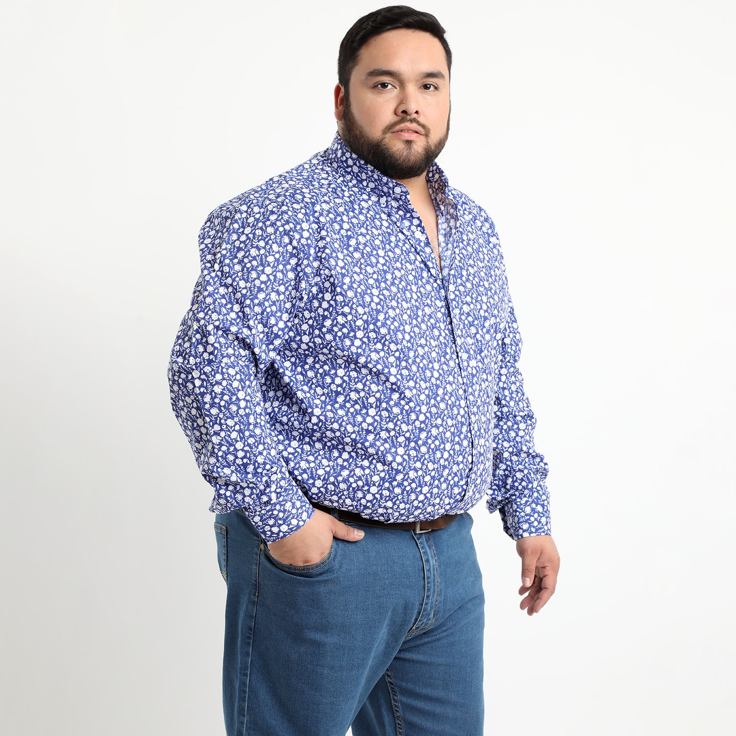 Camisa Sport Estampada Manga Larga Spandex