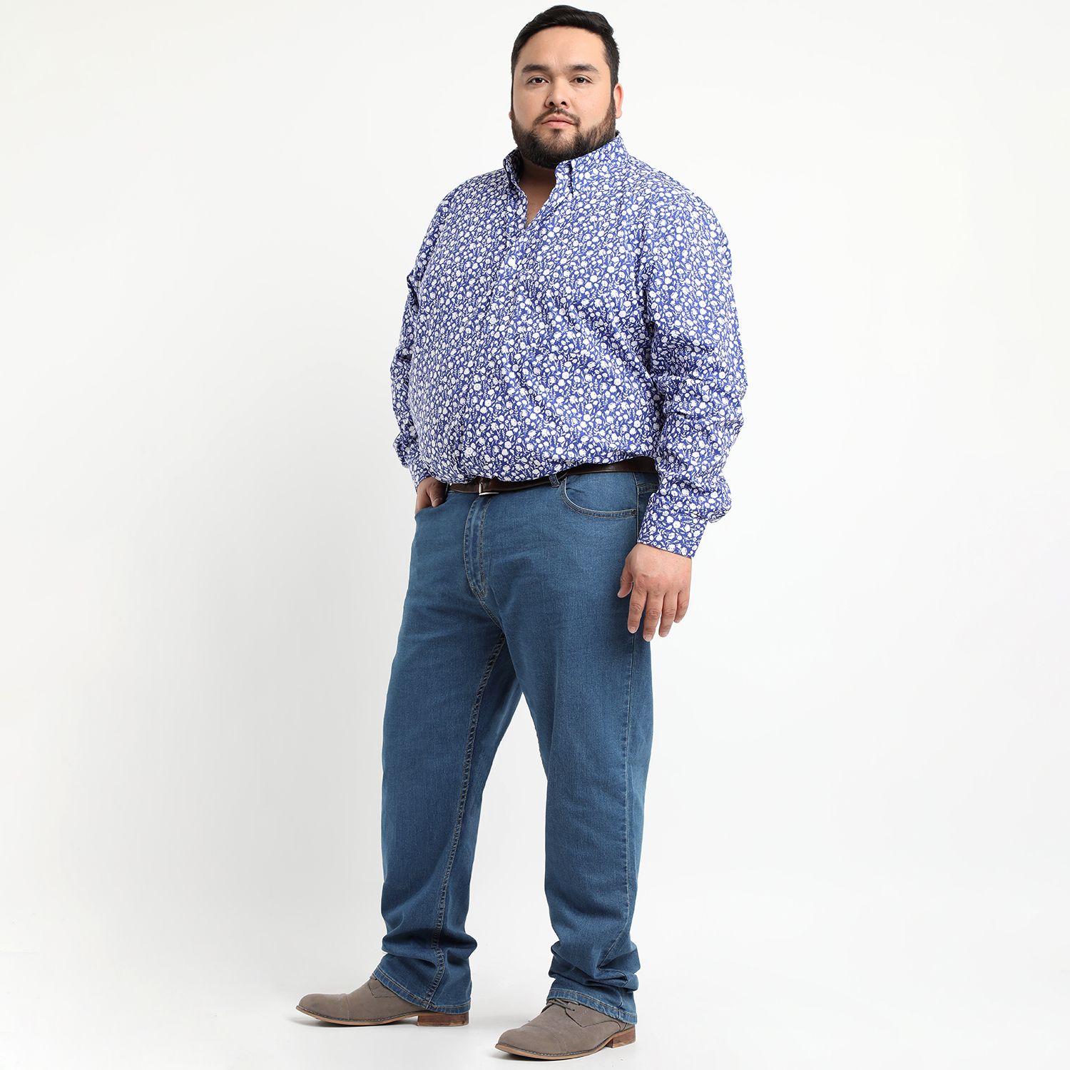 Camisa Sport Estampada Manga Larga Spandex