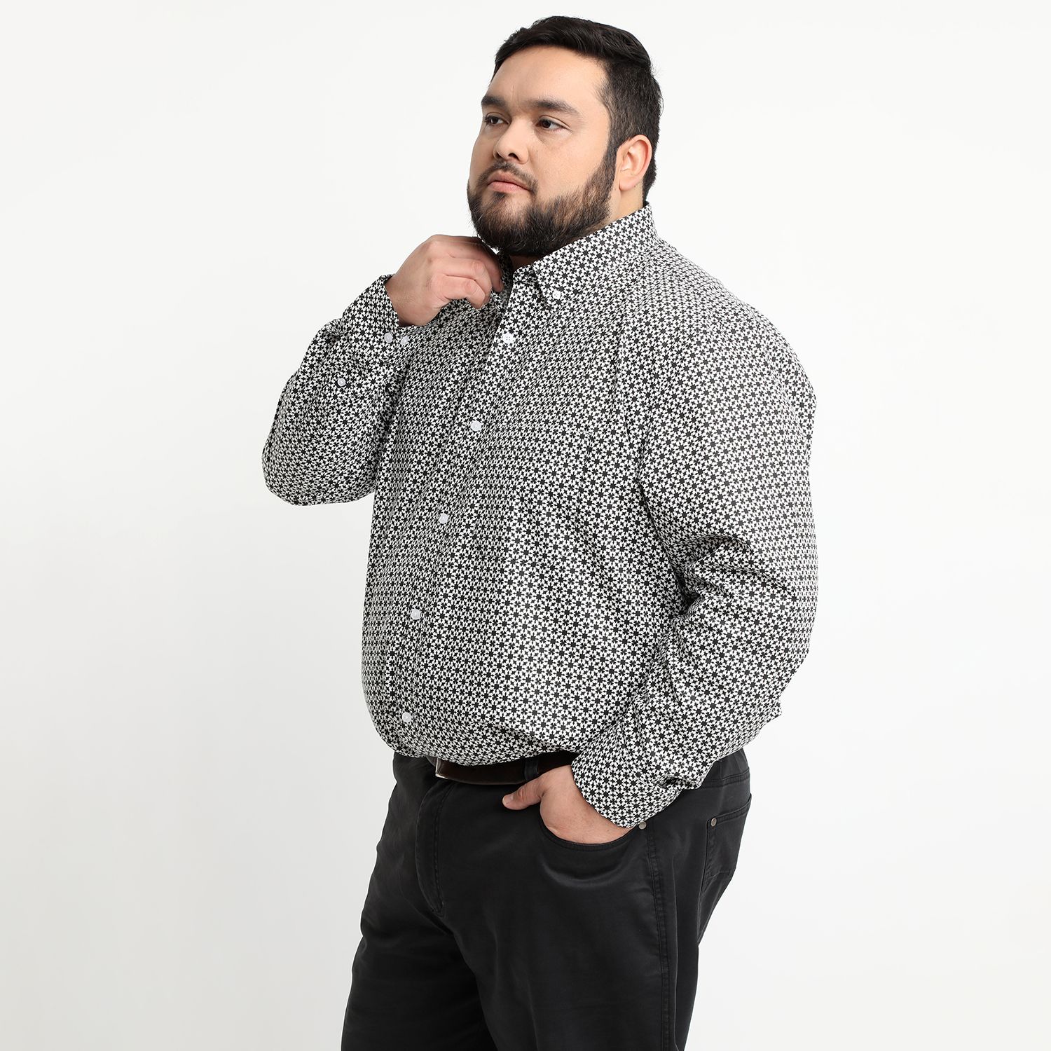 Camisa Sport Estampada Manga Larga Spandex