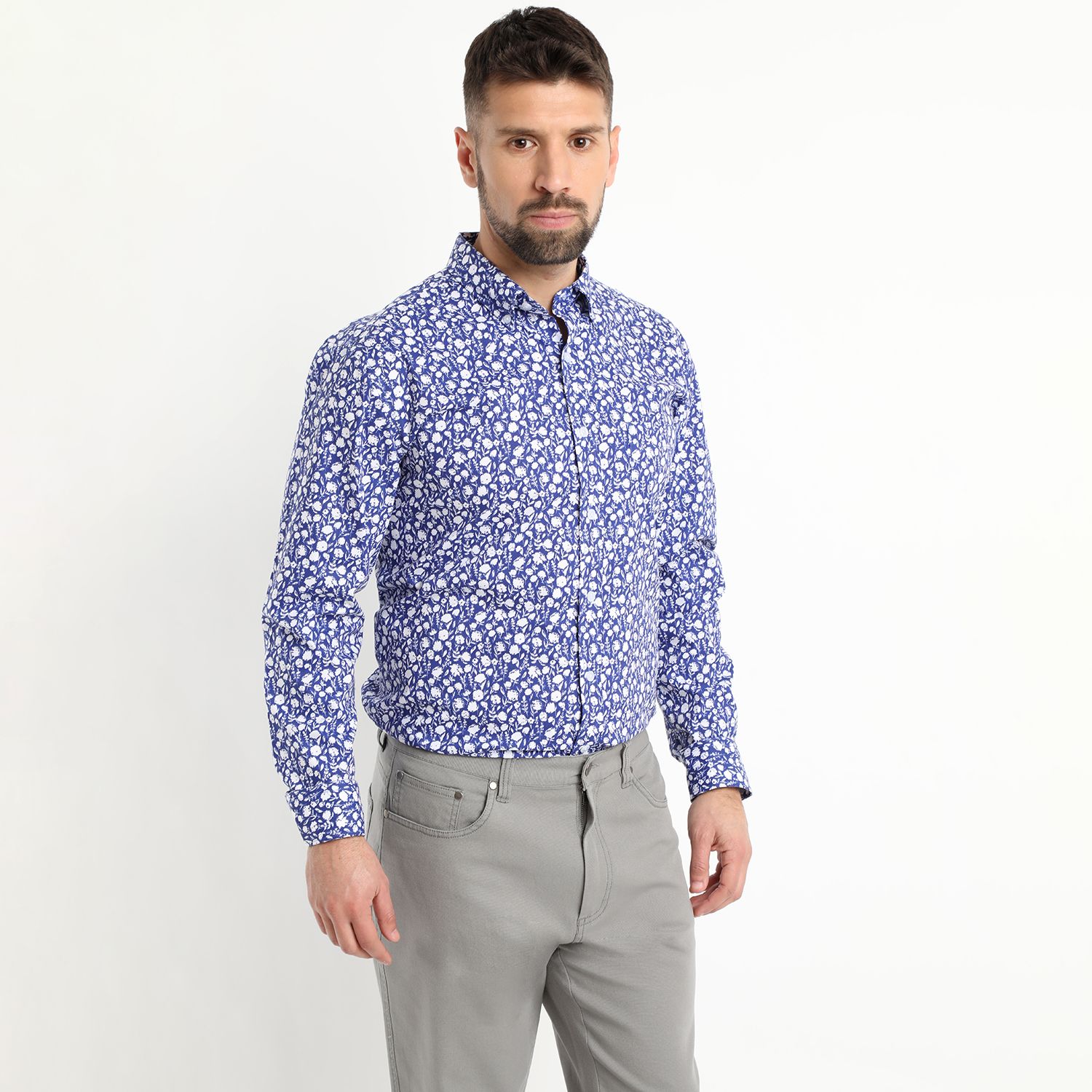 Camisa Sport Estampada Manga Larga Spandex